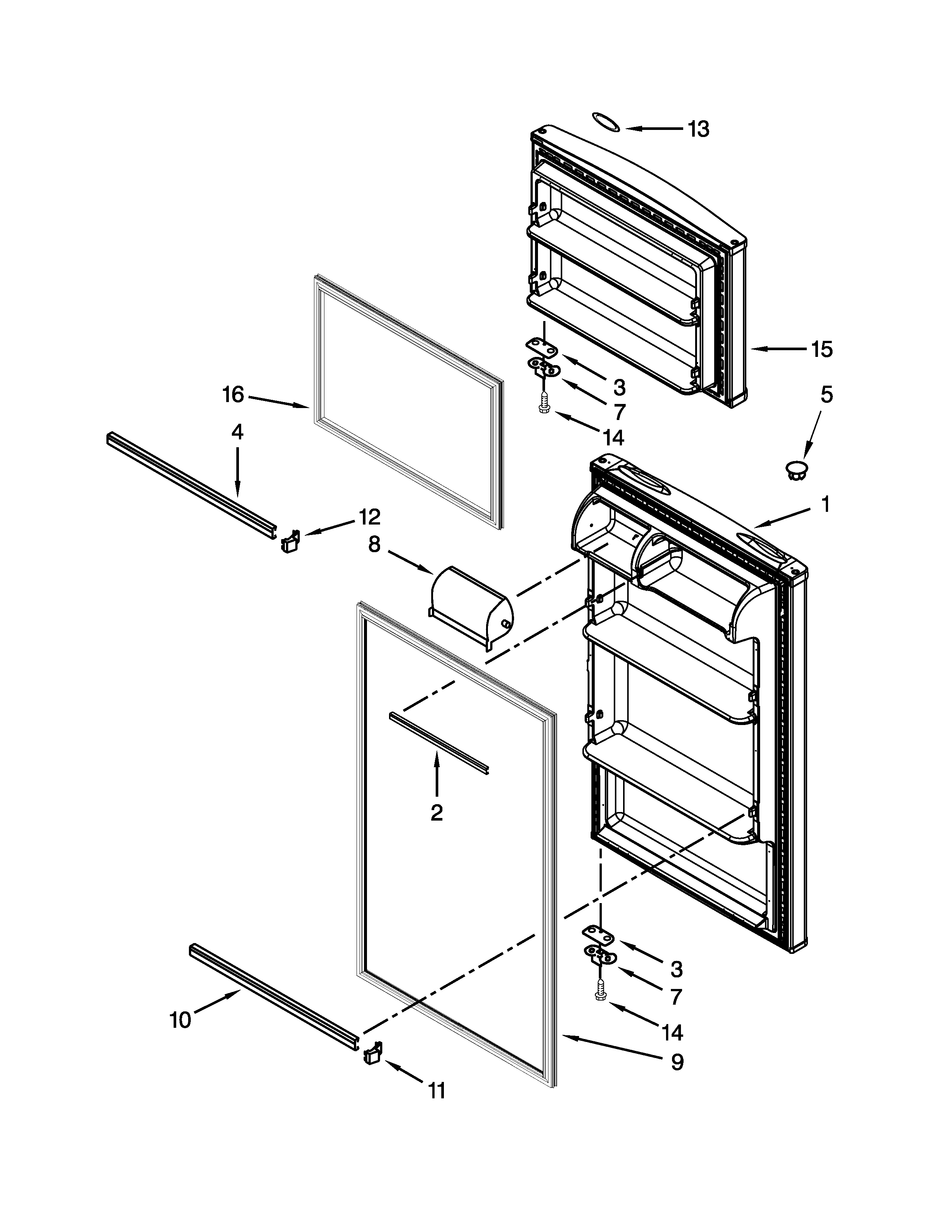 Whirlpool W8RXNGMBD01 door parts diagram