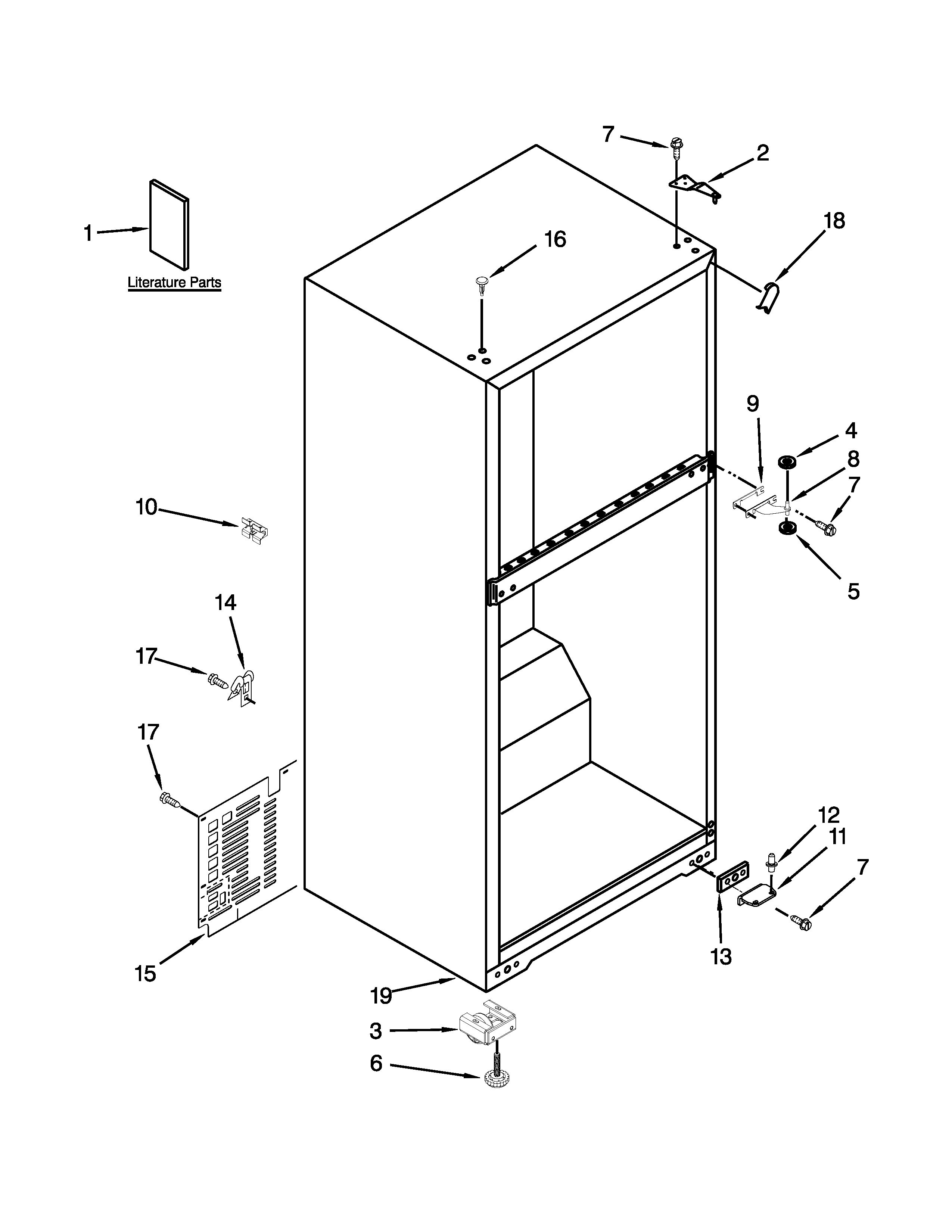 Whirlpool W8TXEGFYB03 cabinet parts diagram