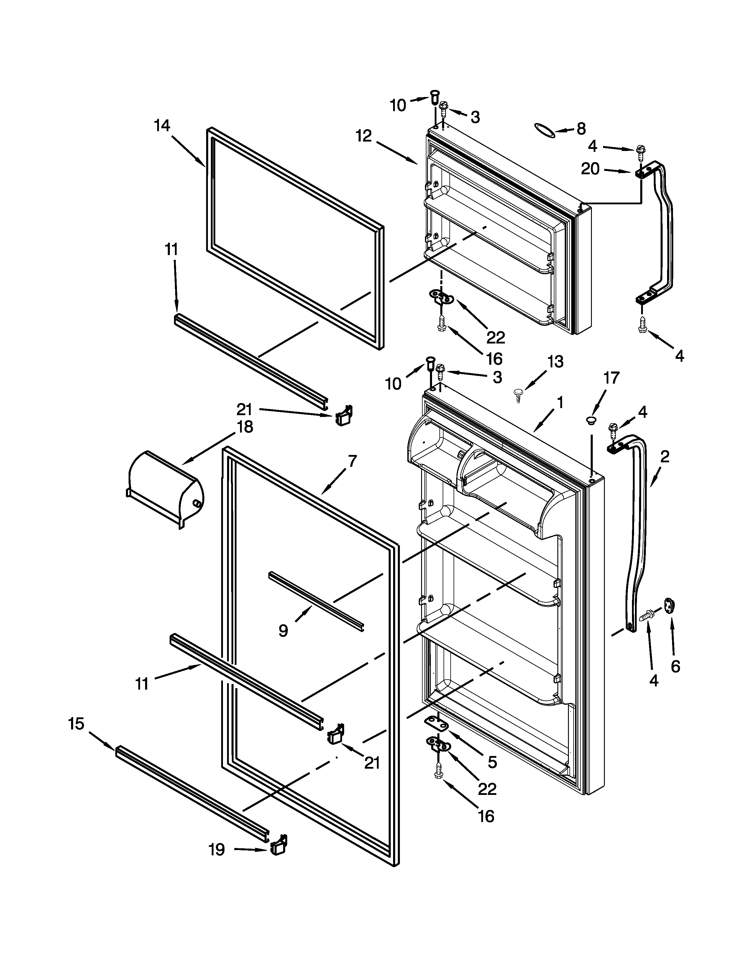 Whirlpool W8TXEGFYB03 door parts diagram