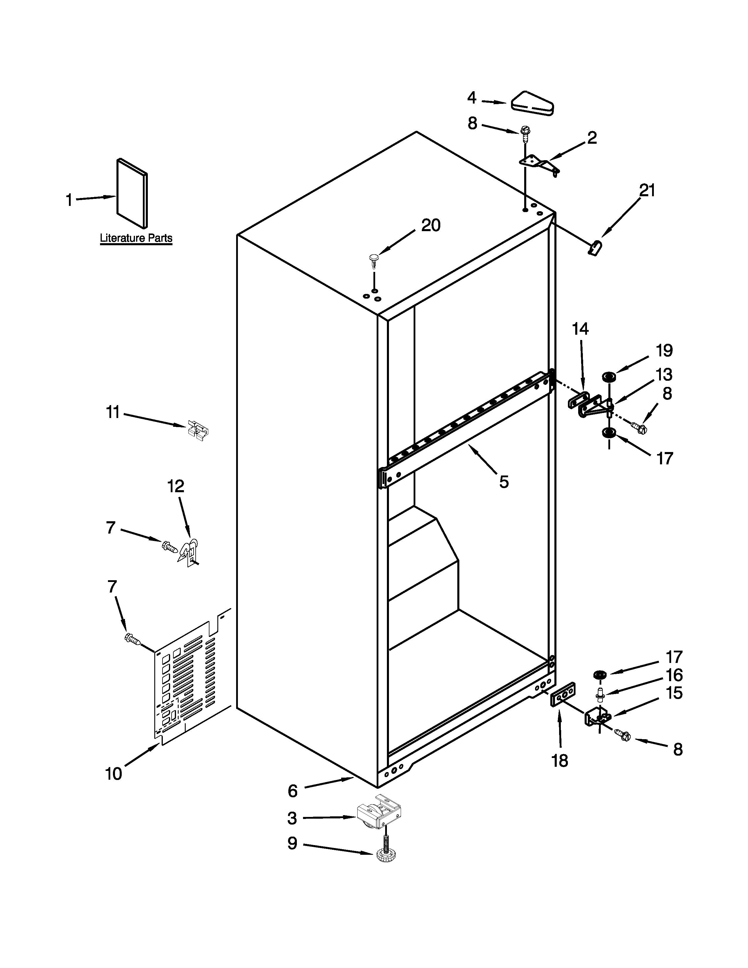 Amana A8RXCGFXW03 cabinet parts diagram