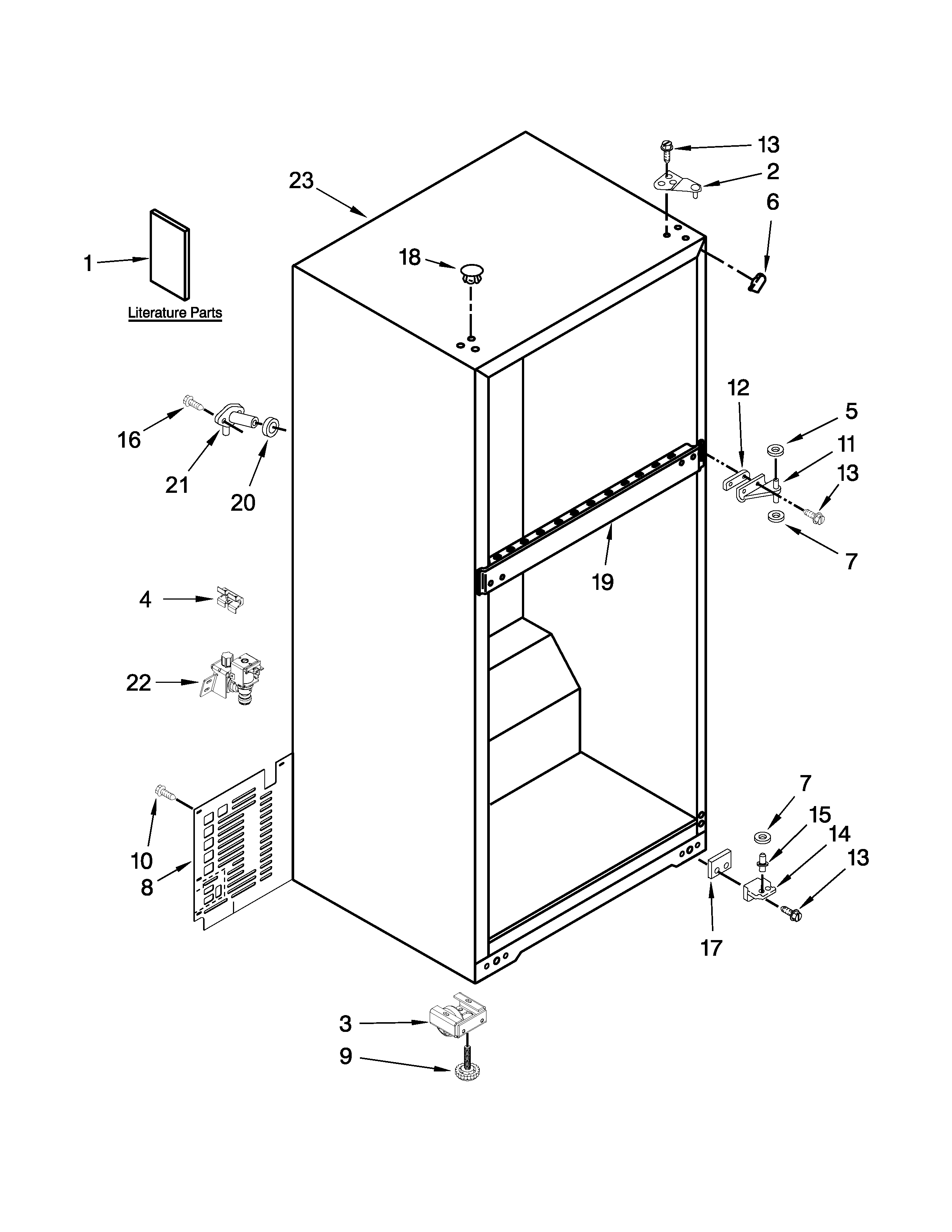 Whirlpool W8TXNGZBT01 cabinet parts diagram