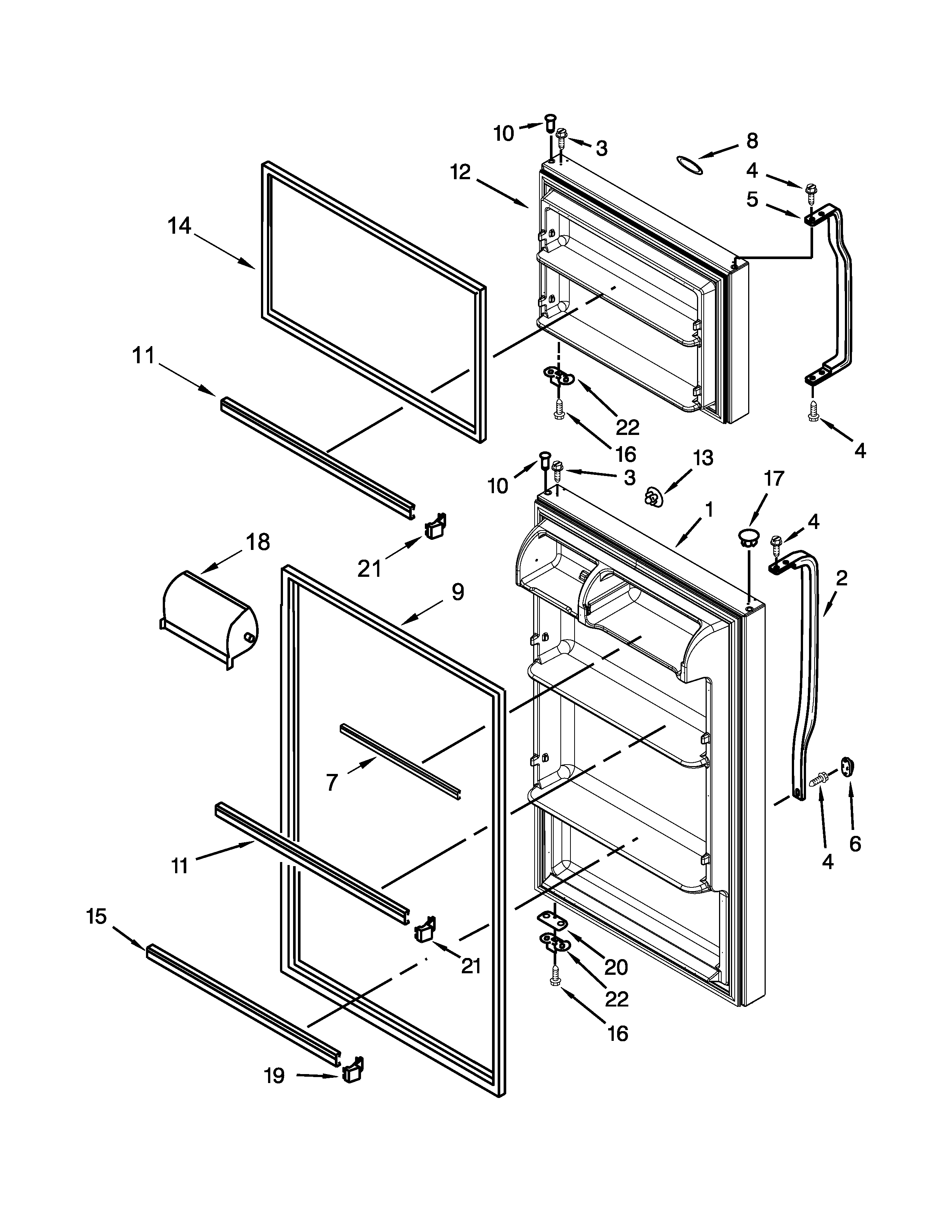 Whirlpool W8TXNGZBT01 door parts diagram