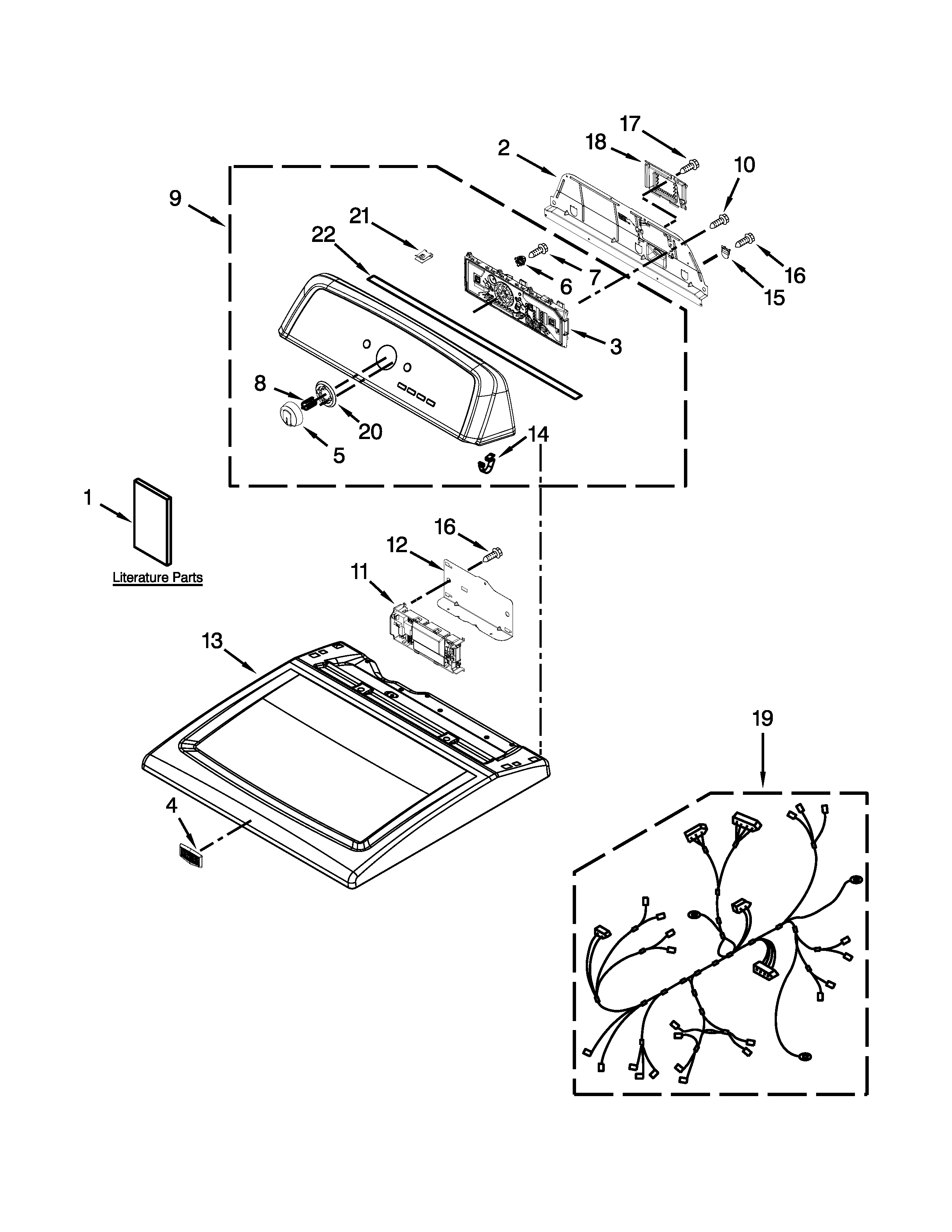 Maytag MEDX550XW0 top and console parts diagram
