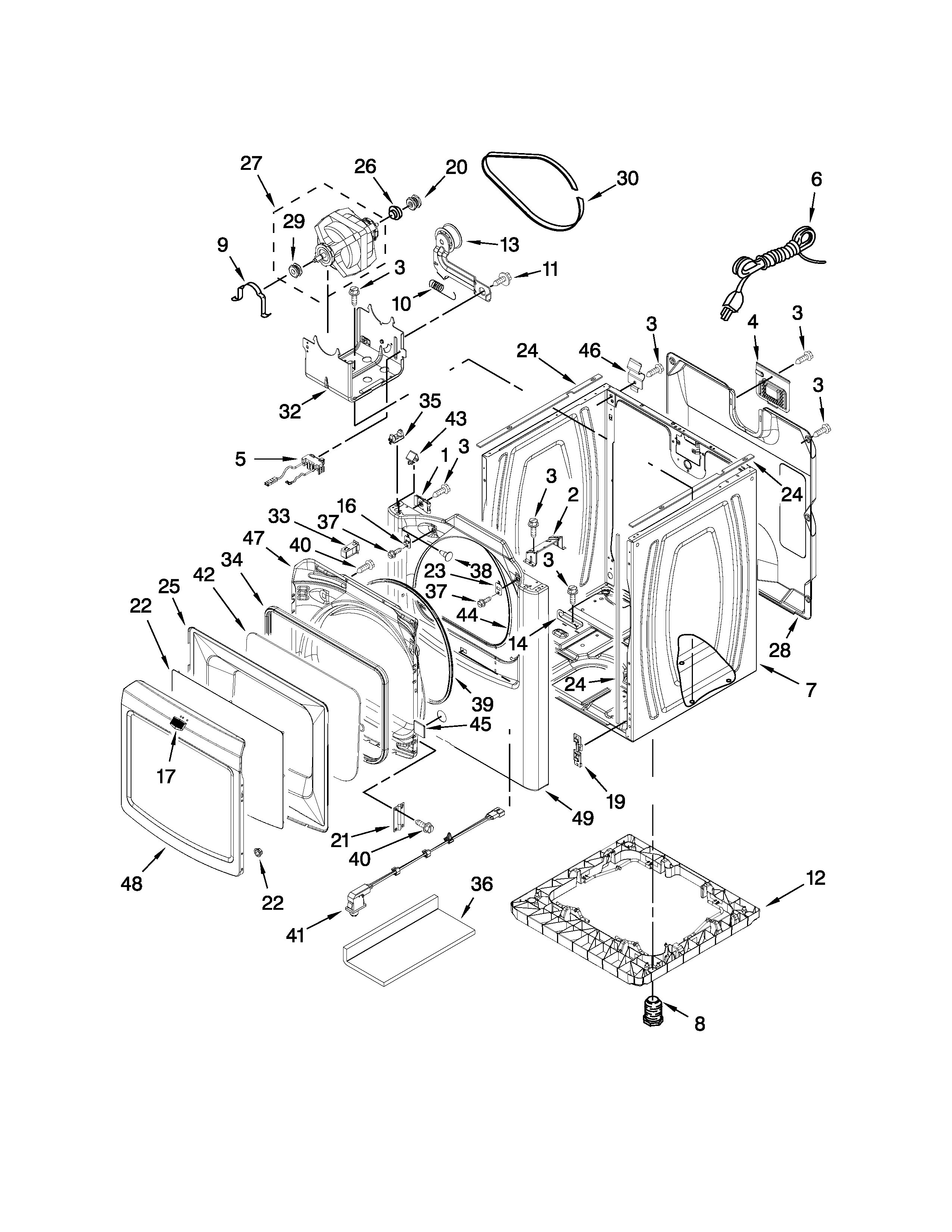 Maytag MGDB850YG2 cabinet parts diagram