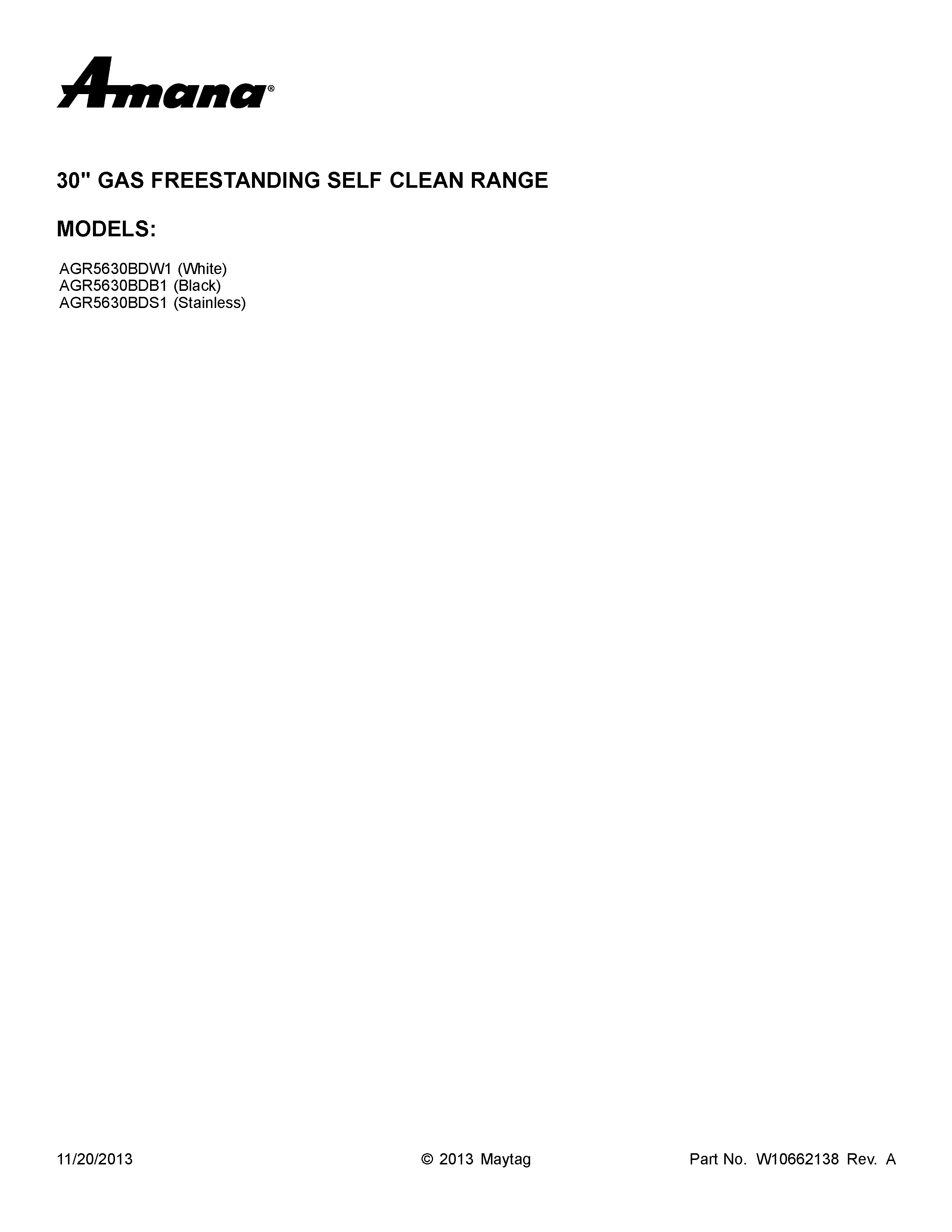 Amana AGR5630BDS1 cover sheet diagram