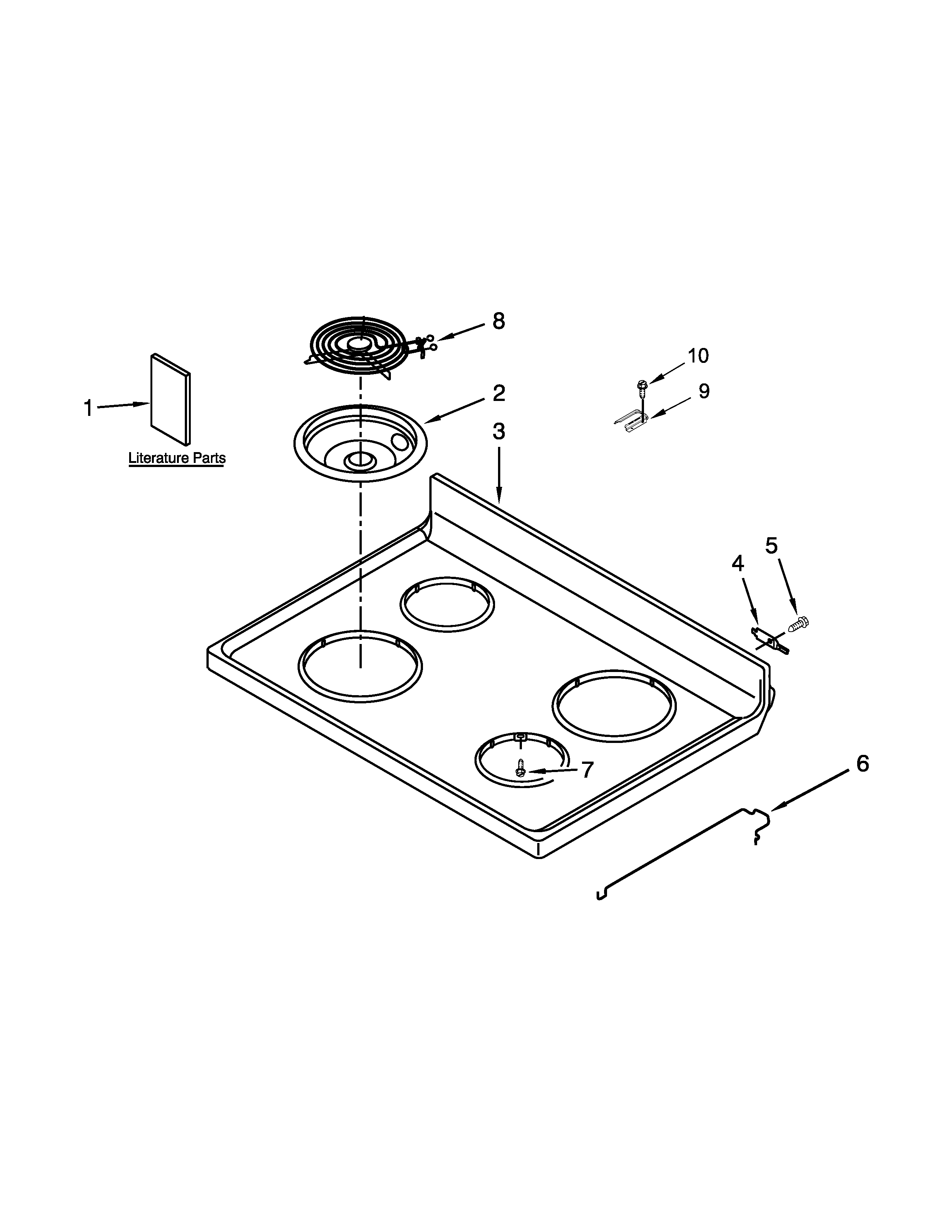 Whirlpool WFC310S0AW0 cooktop parts diagram