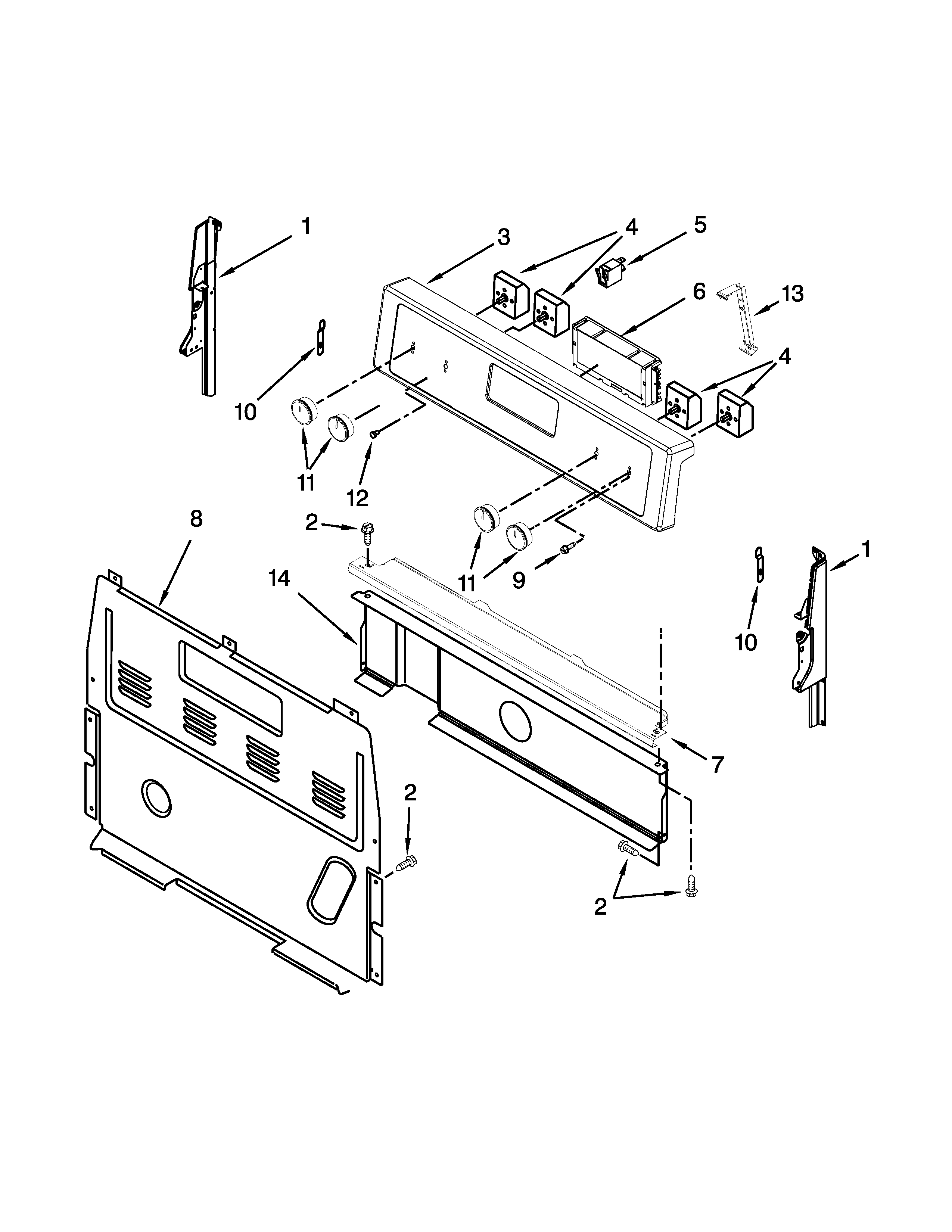 Whirlpool WFC310S0AW0 control panel parts diagram