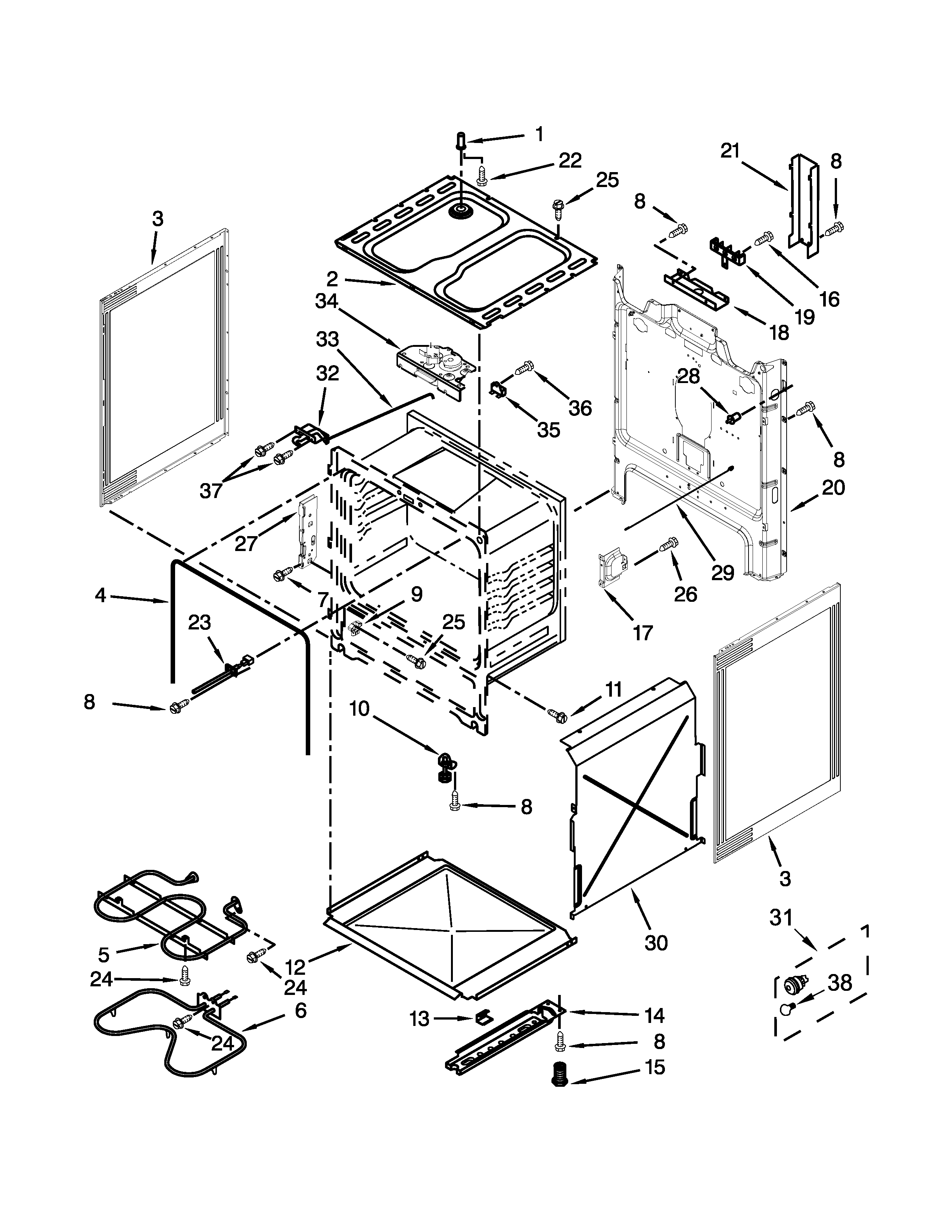 Whirlpool WFC310S0AW0 chassis parts diagram