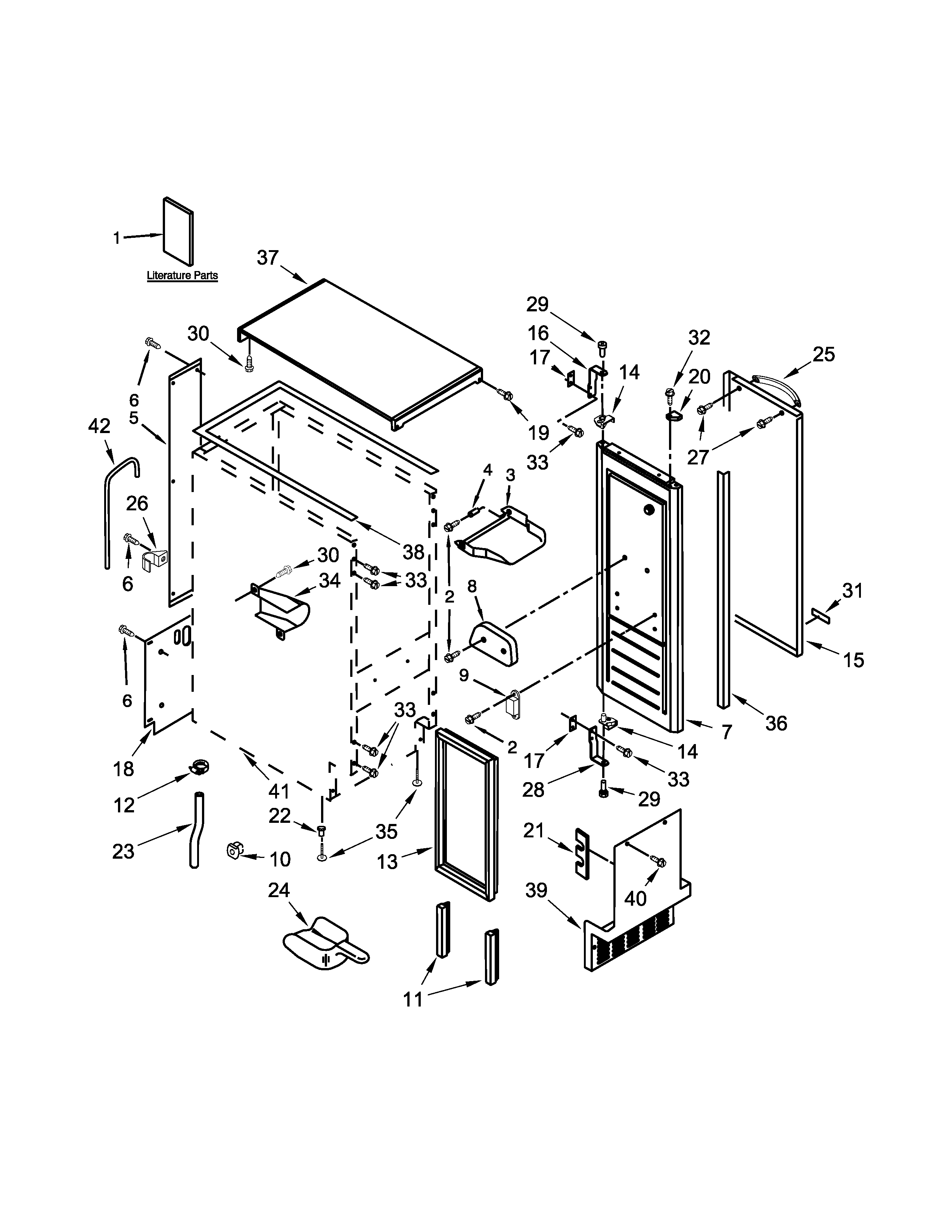 KitchenAid KUIC15PHZS0 cabinet, door and liner parts diagram
