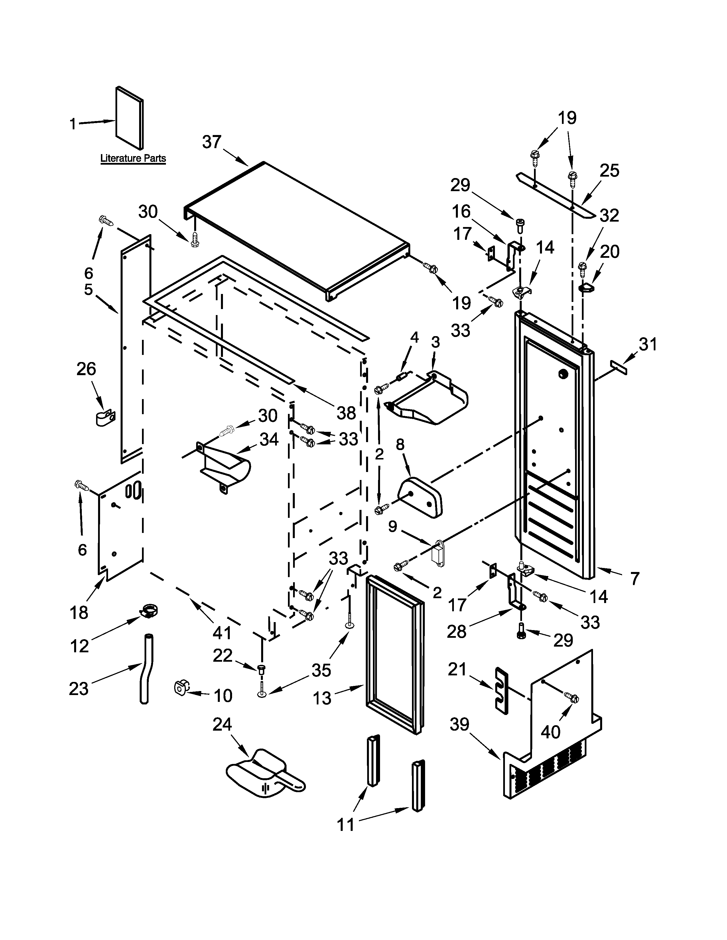KitchenAid KUIS15NNZB0 cabinet, door and liner parts diagram