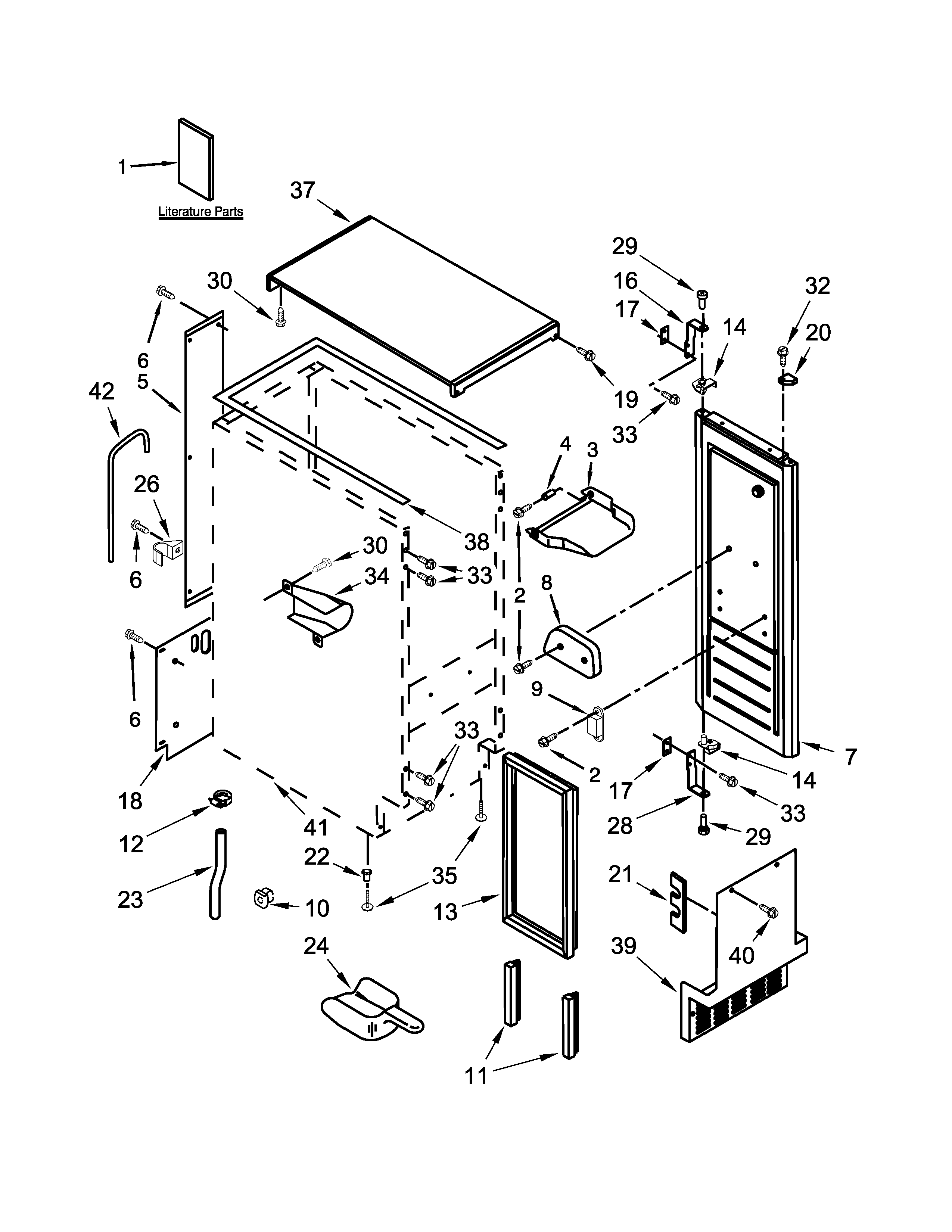 KitchenAid KUIC15POZP0 cabinet, door and liner parts diagram