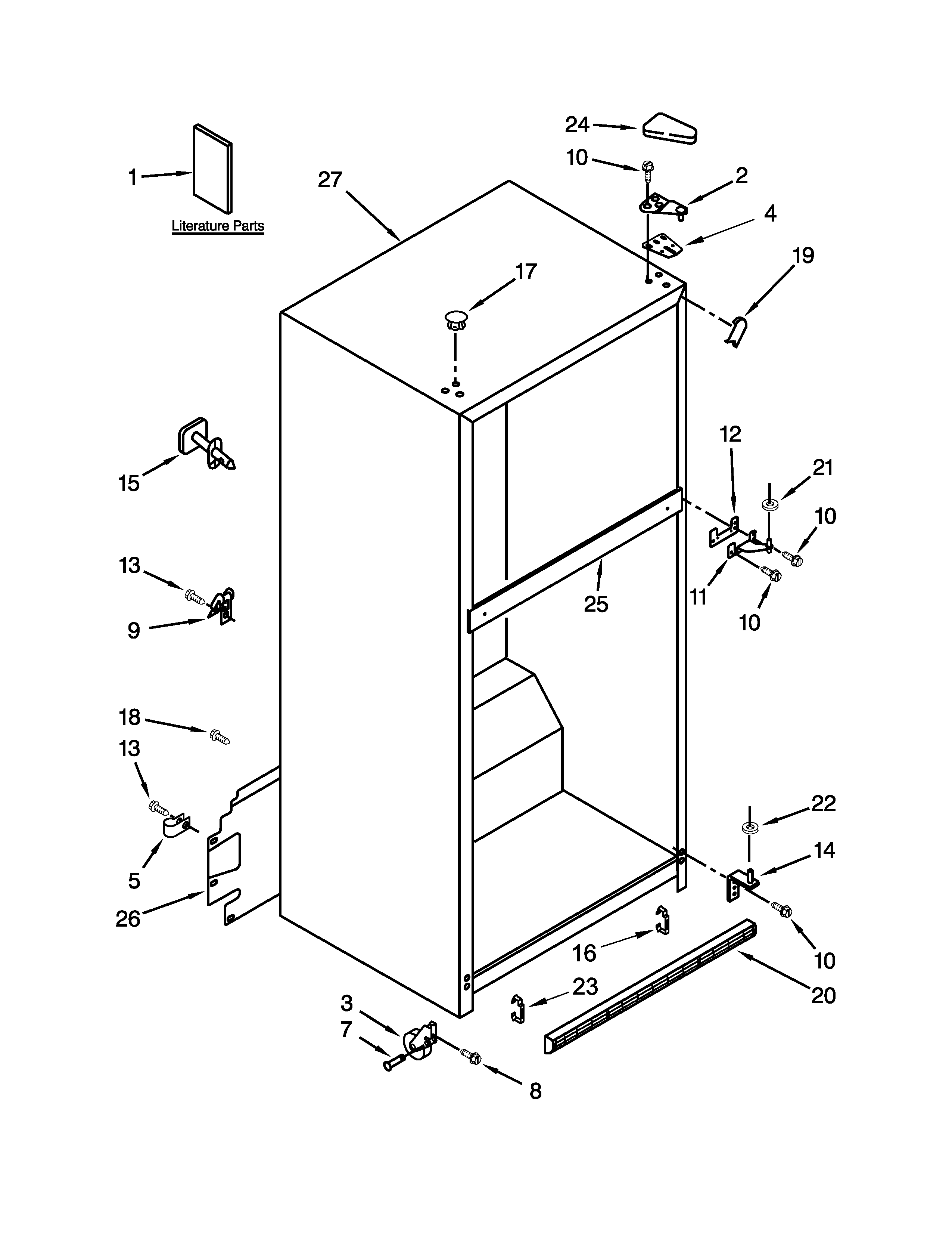 Whirlpool WRT138TFYB01 cabinet parts diagram