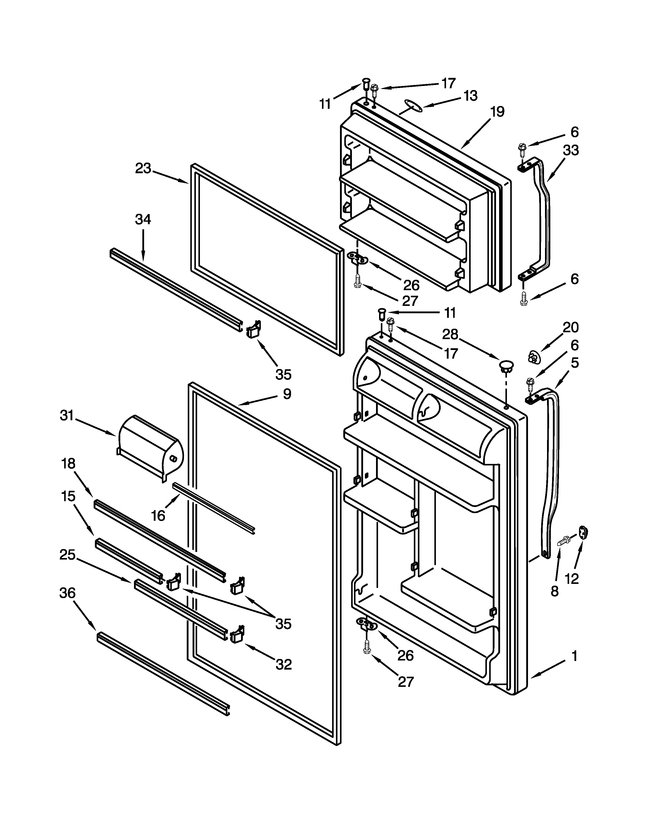Whirlpool WRT138TFYB01 door parts diagram