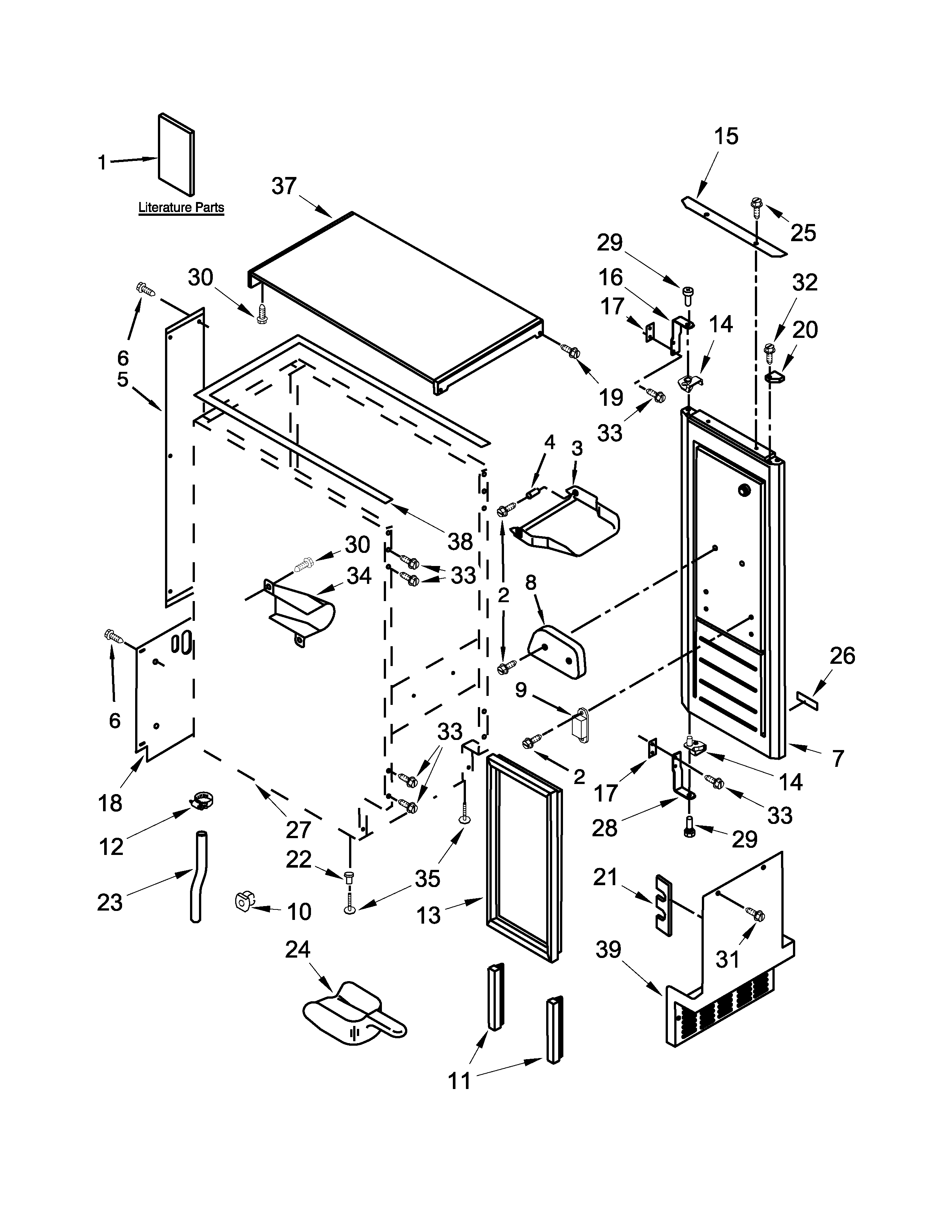 Maytag MIM1554ZRS0 cabinet, door and liner parts diagram