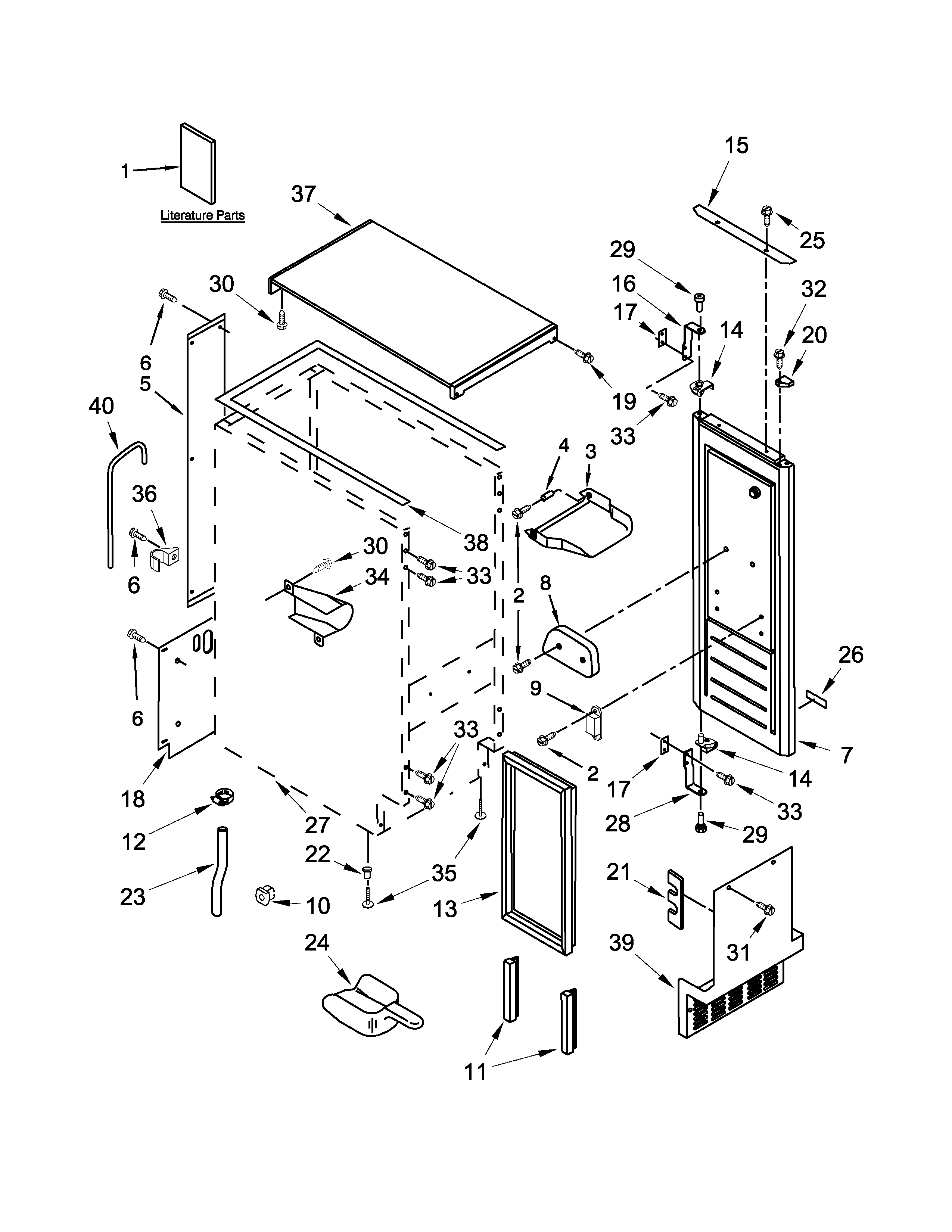 Maytag MIM1555ZRS0 cabinet, door and liner parts diagram