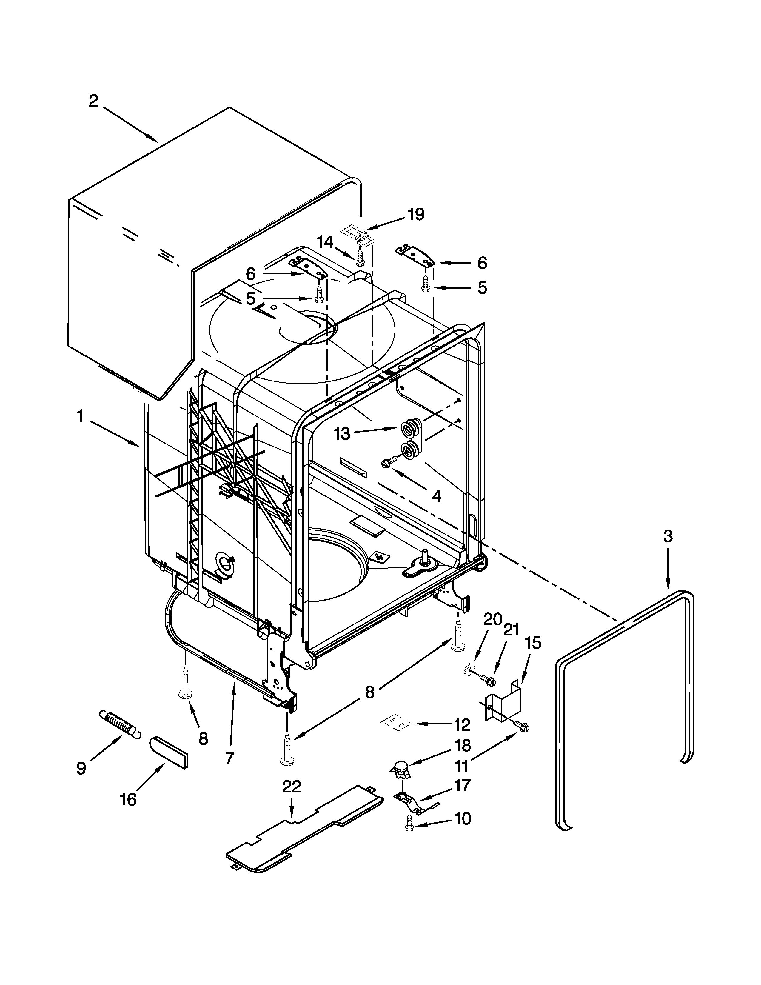 Maytag MDBH949PAB4 tub and frame parts diagram