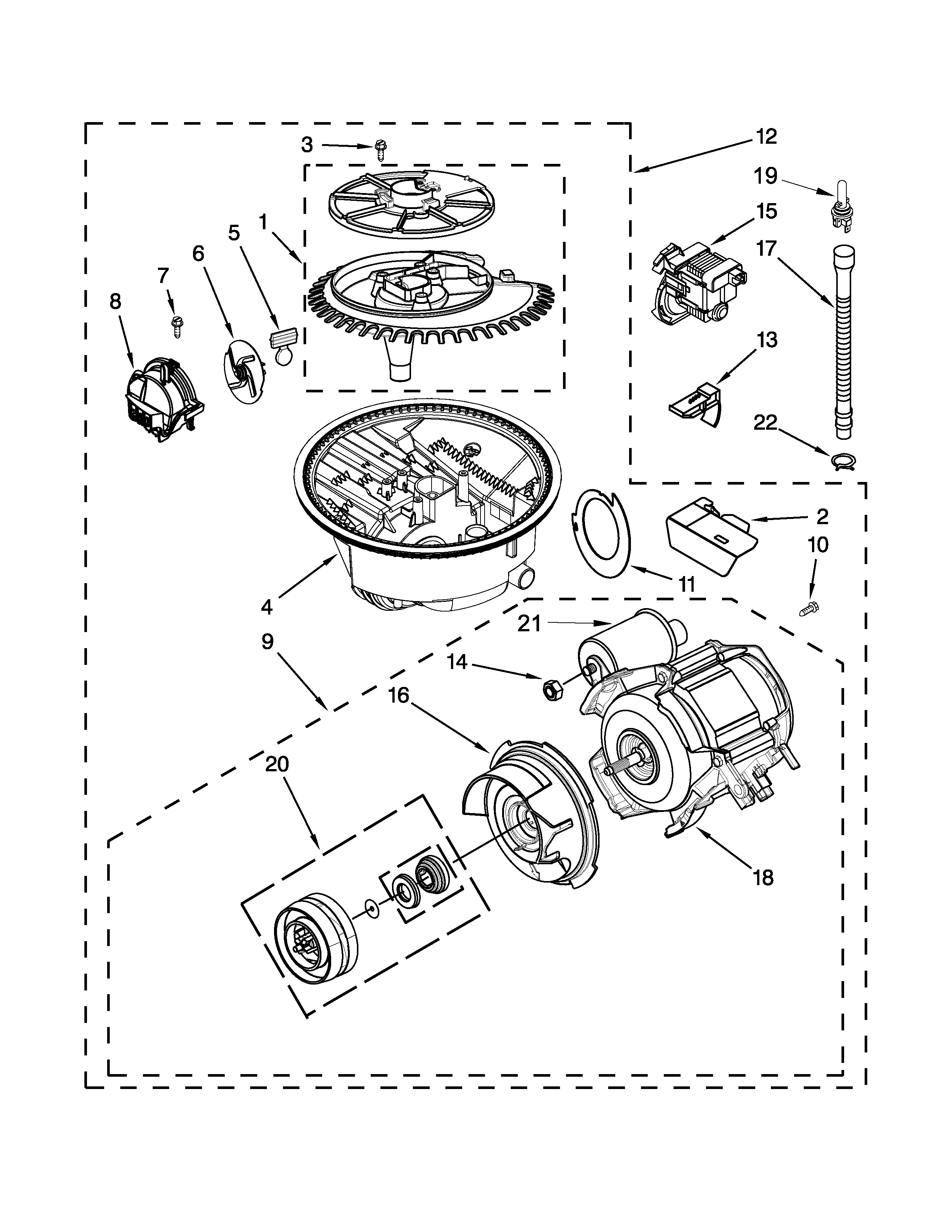 Maytag MDBH949PAB4 pump and motor parts diagram