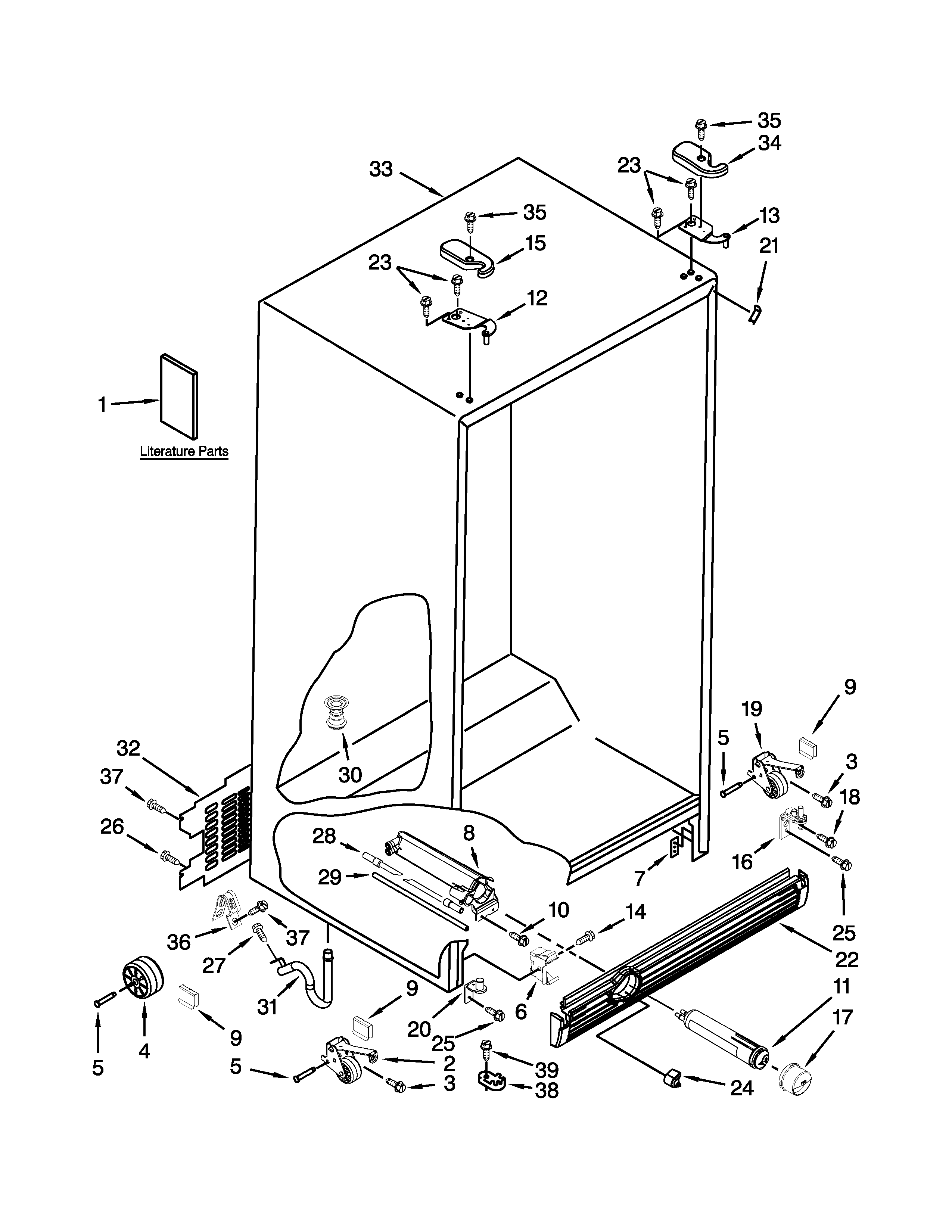 KitchenAid KSRV22FVSS00 cabinet parts diagram