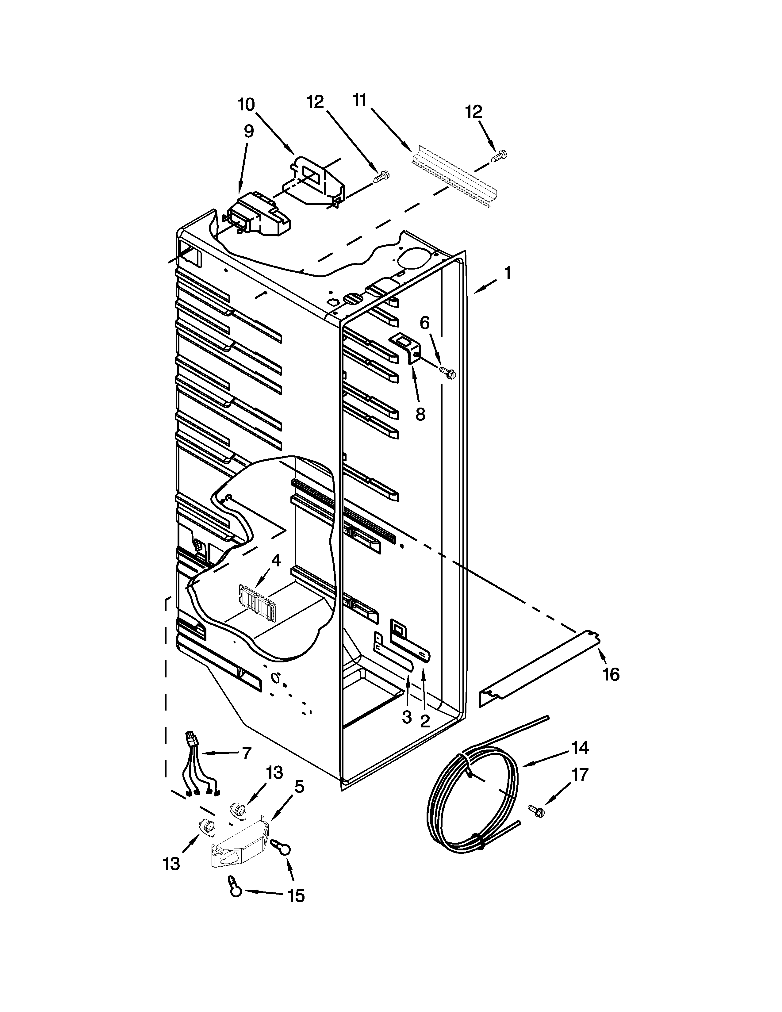 KitchenAid KSRV22FVSS00 refrigerator liner parts diagram