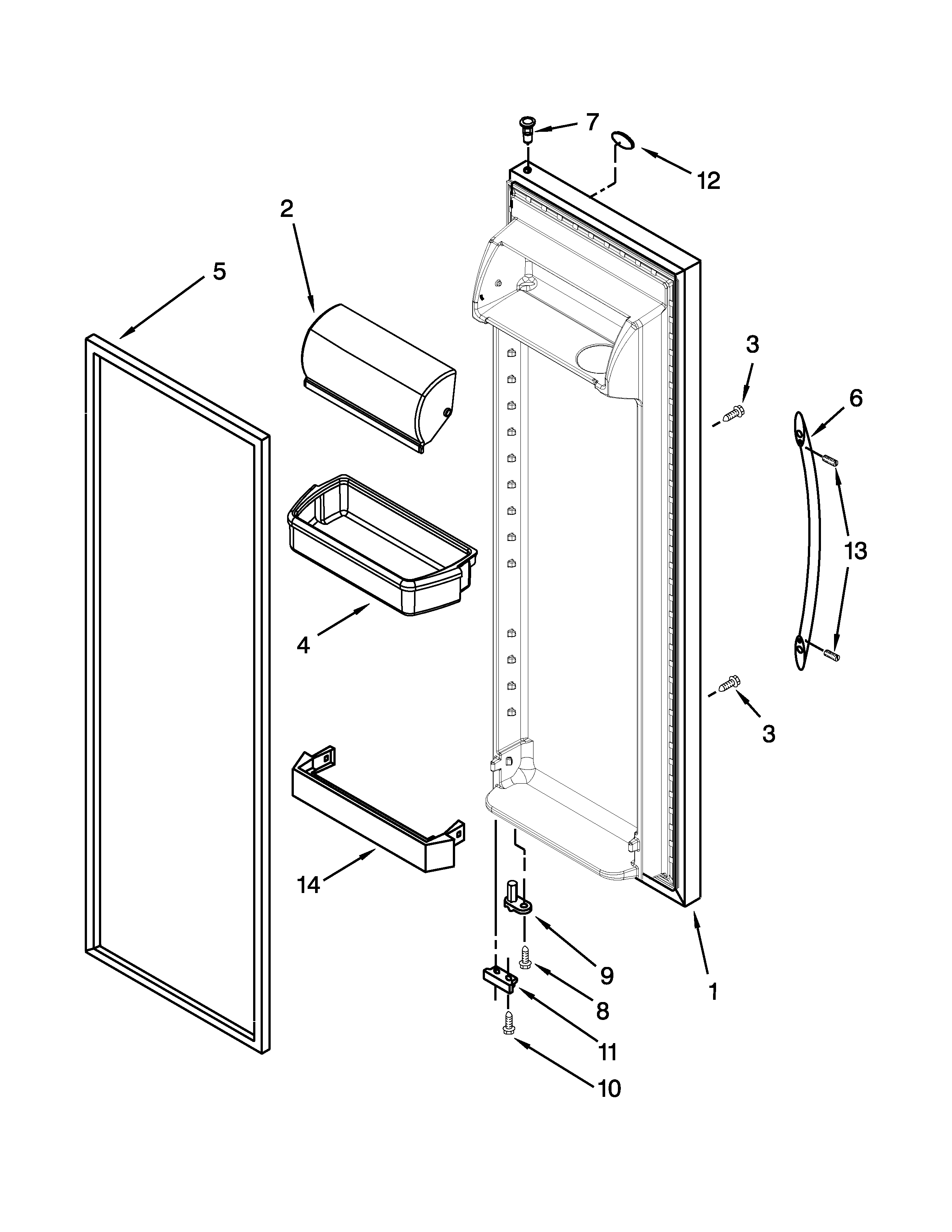 KitchenAid KSRV22FVSS00 refrigerator door parts diagram