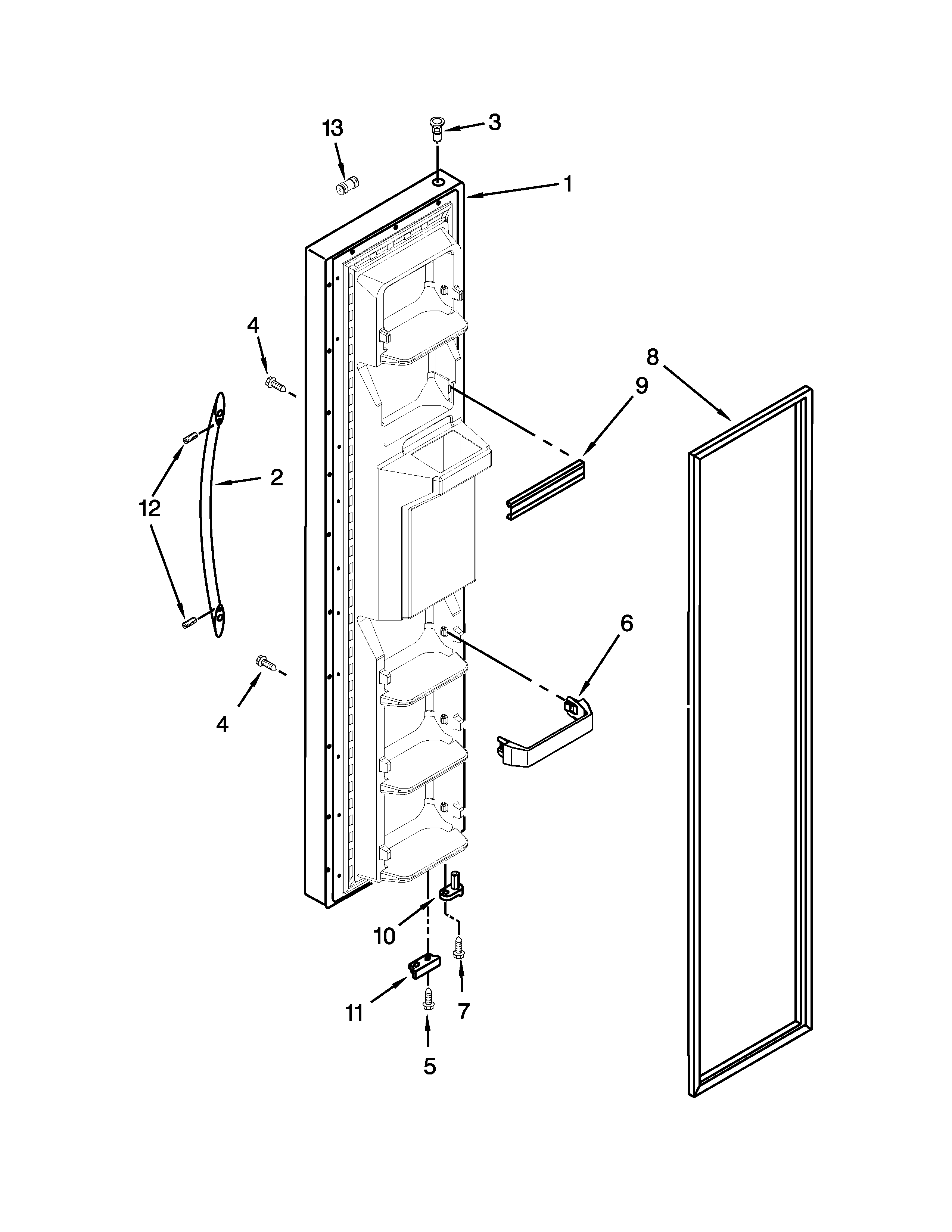 KitchenAid KSRV22FVSS00 freezer door parts diagram