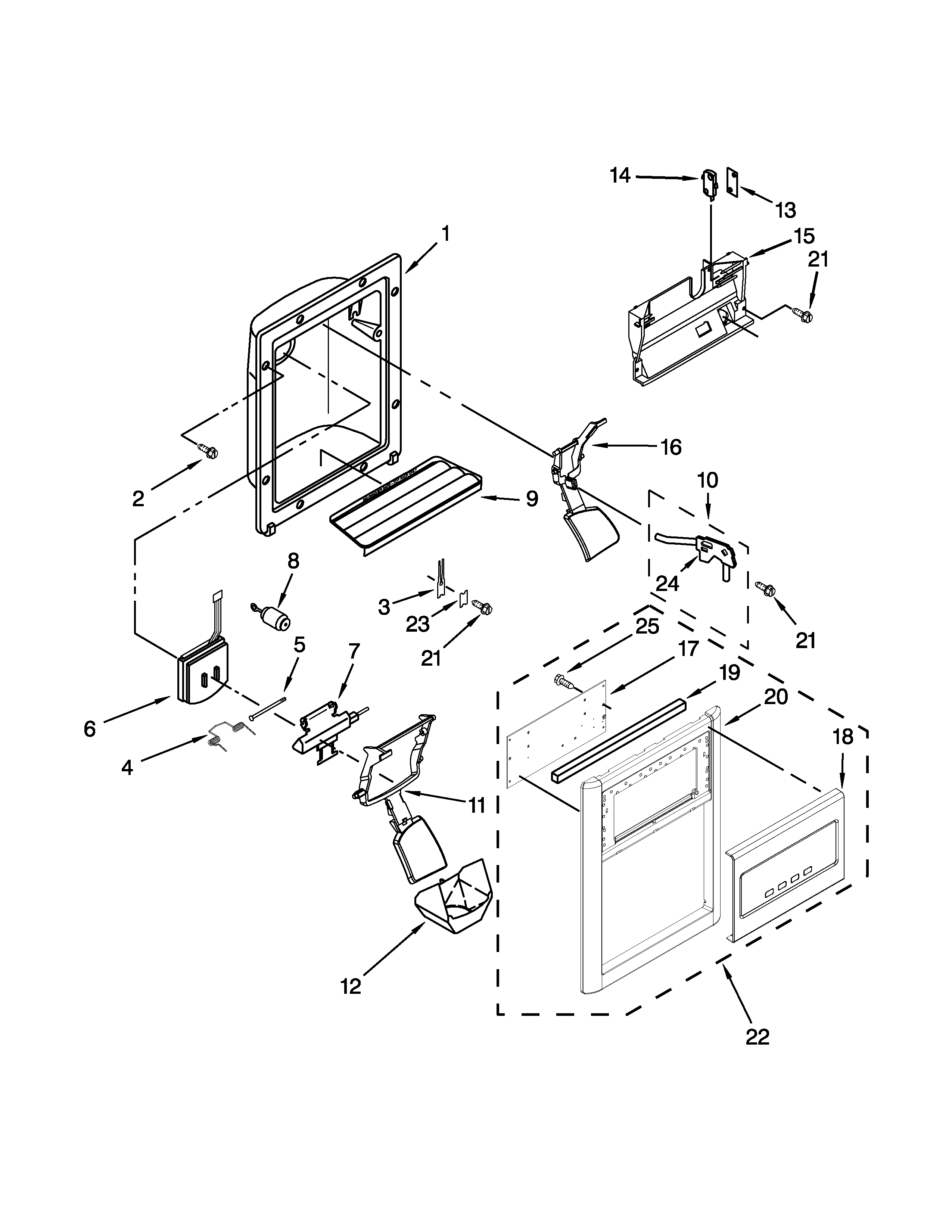 KitchenAid KSRV22FVSS00 dispenser parts diagram