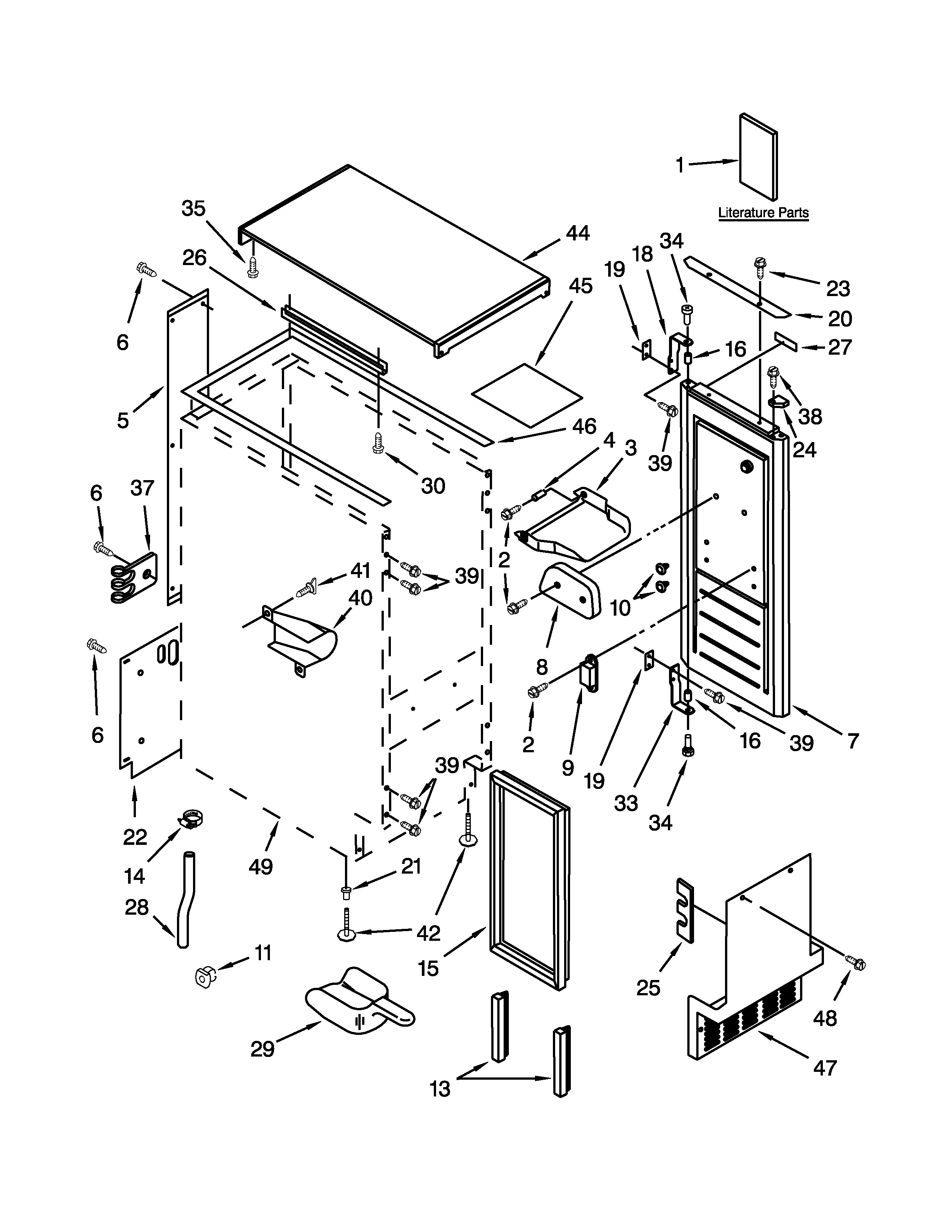 Whirlpool GI15NDXTS3 cabinet, door and liner parts diagram