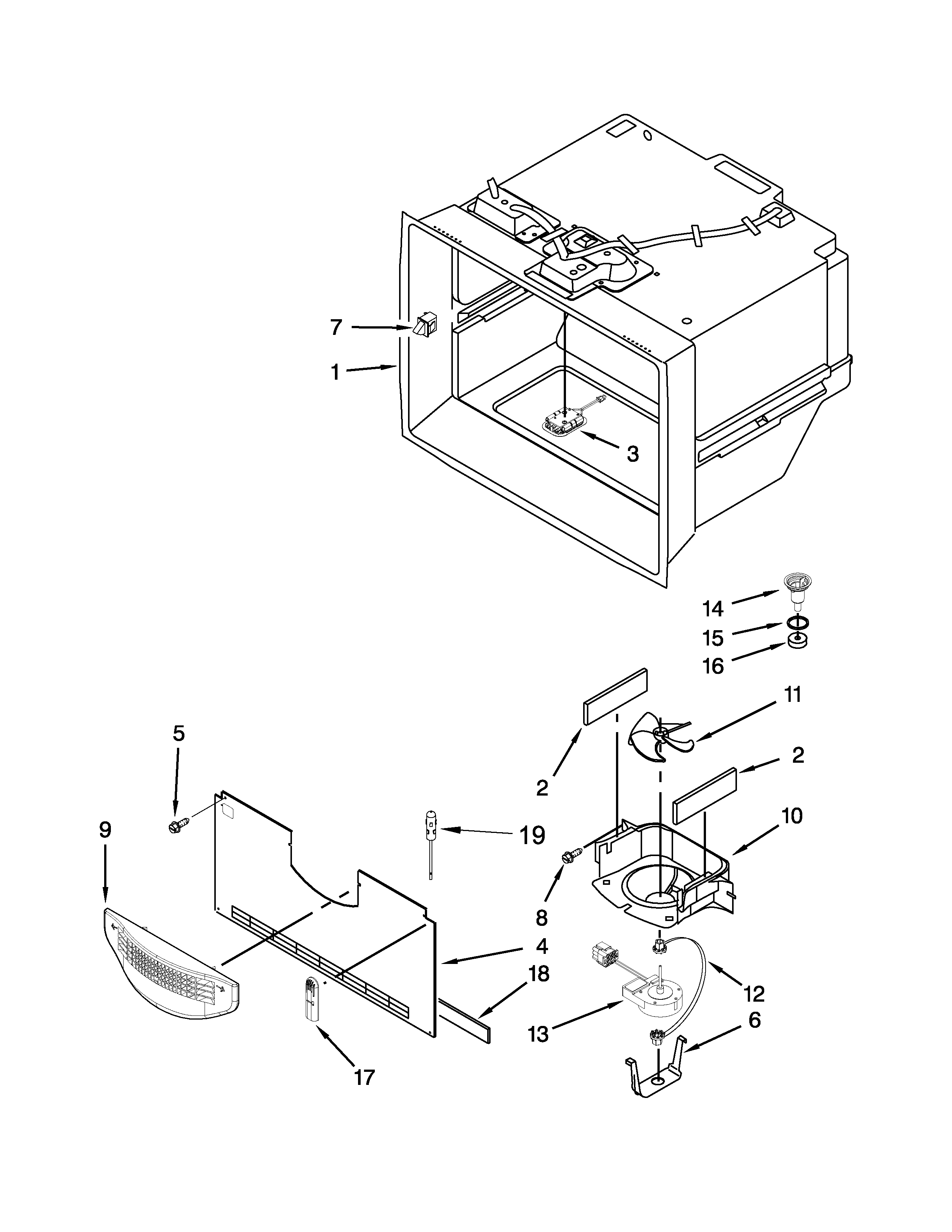 Whirlpool 7WF736SDAM11 freezer liner parts diagram