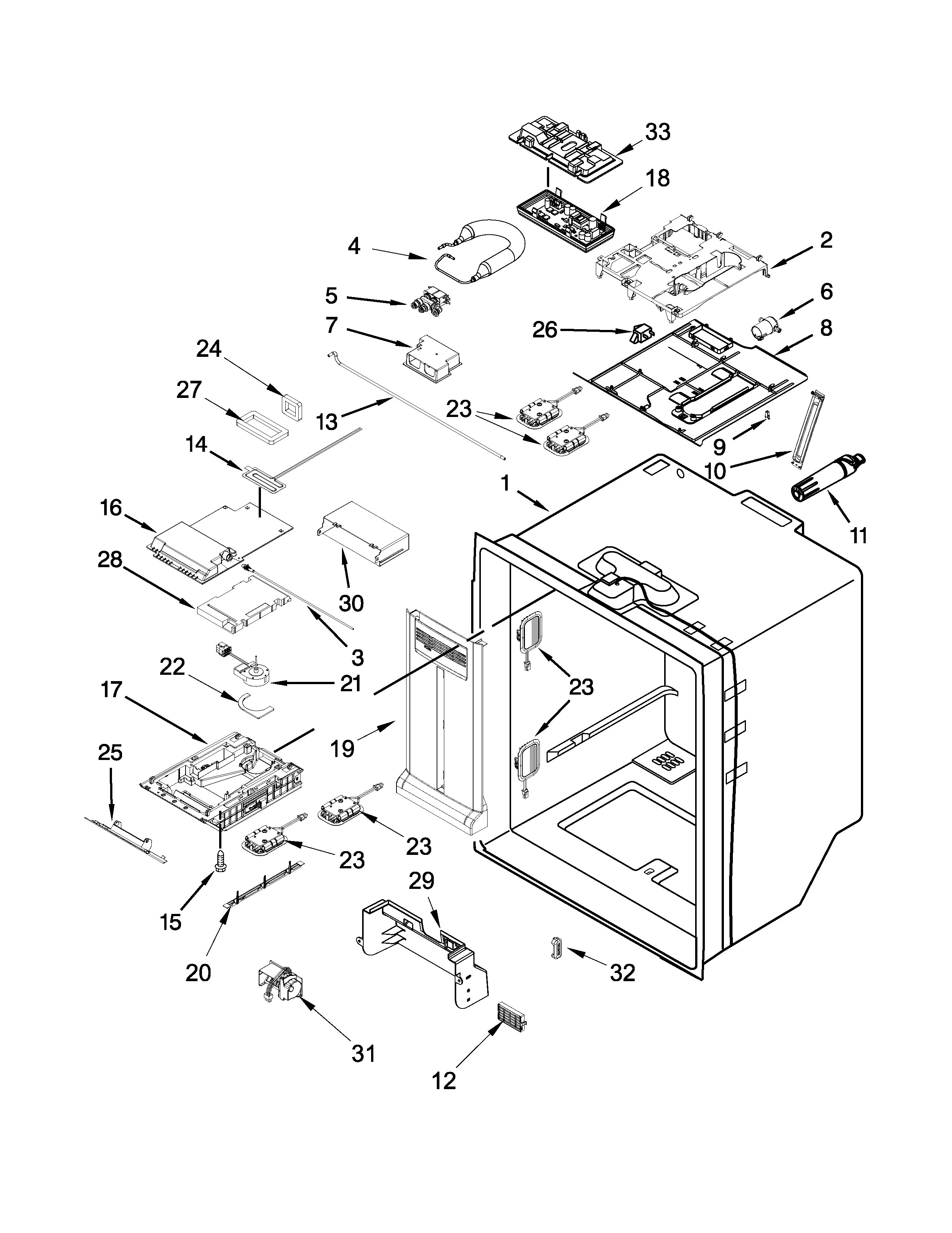 Whirlpool 7WF736SDAM11 refrigerator liner parts diagram