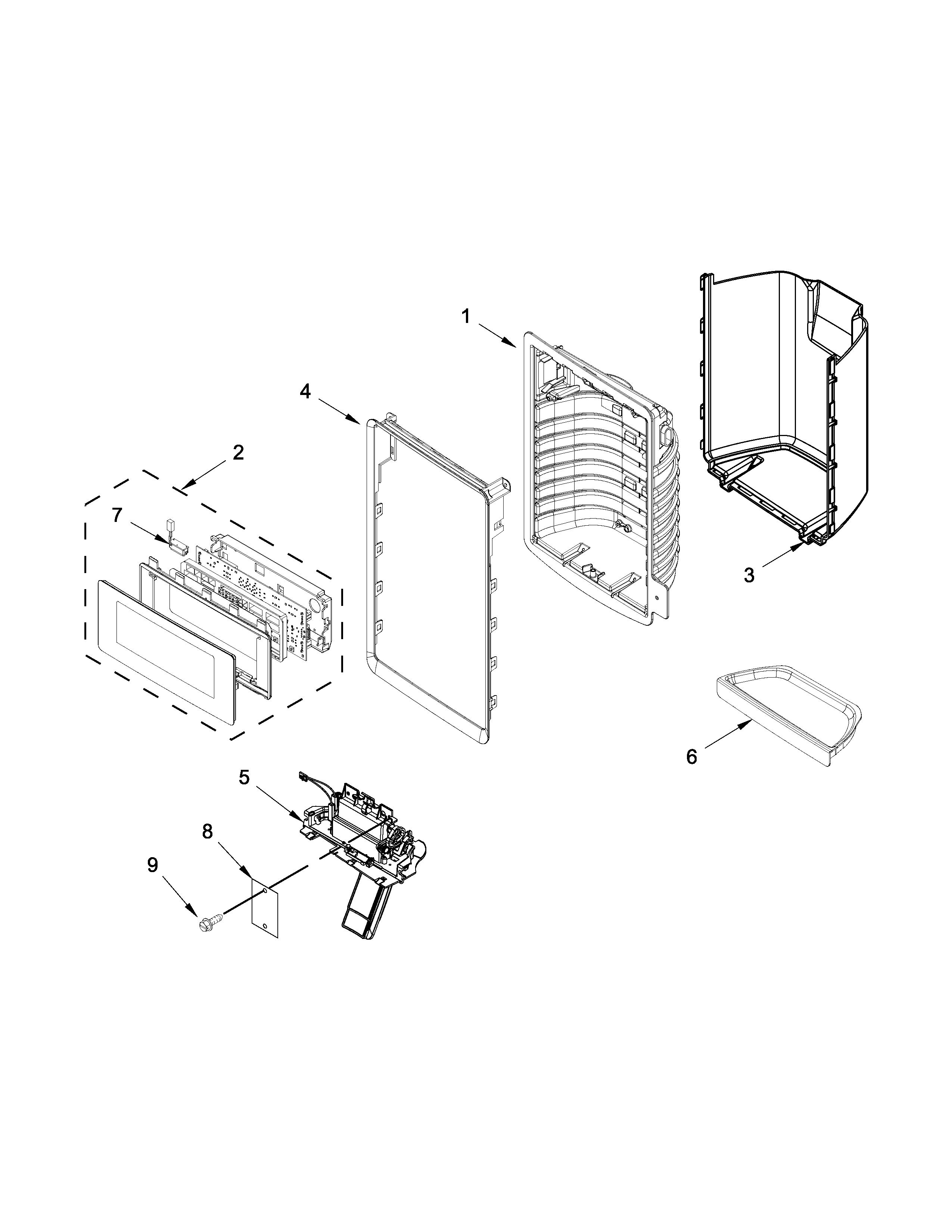 Whirlpool 7WF736SDAM11 dispenser front parts diagram