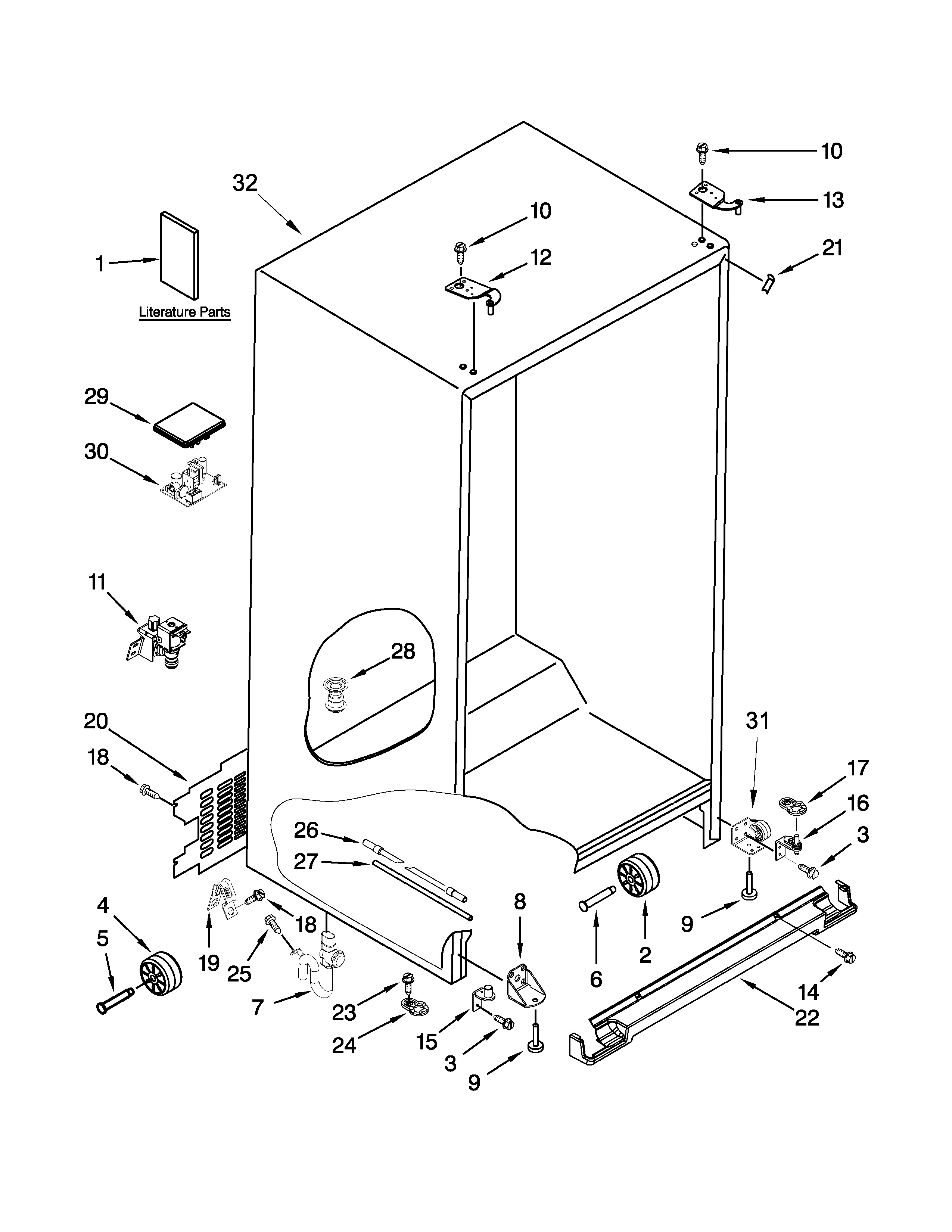 Whirlpool WRS965CIAM01 cabinet parts diagram