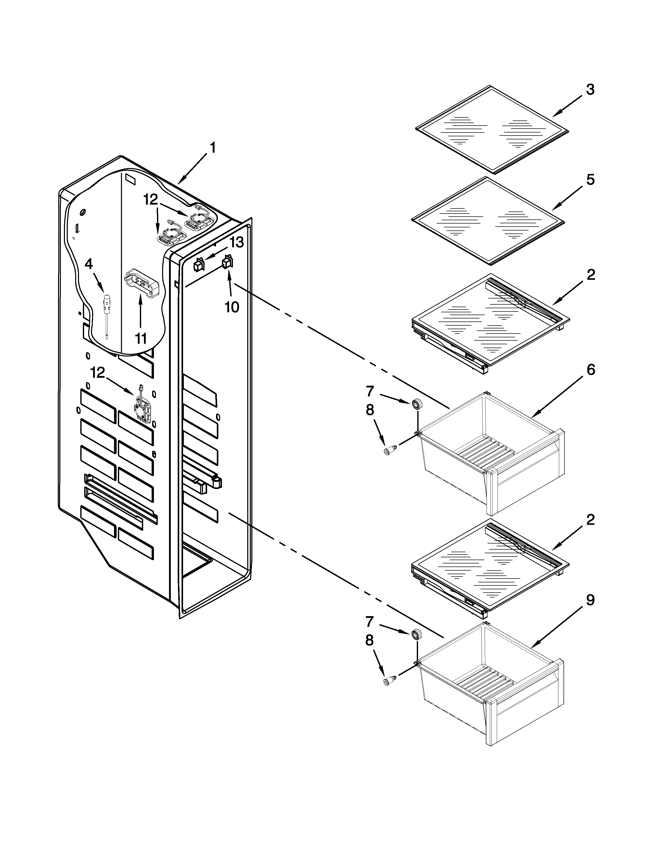 Whirlpool WRS965CIAM01 freezer liner parts diagram