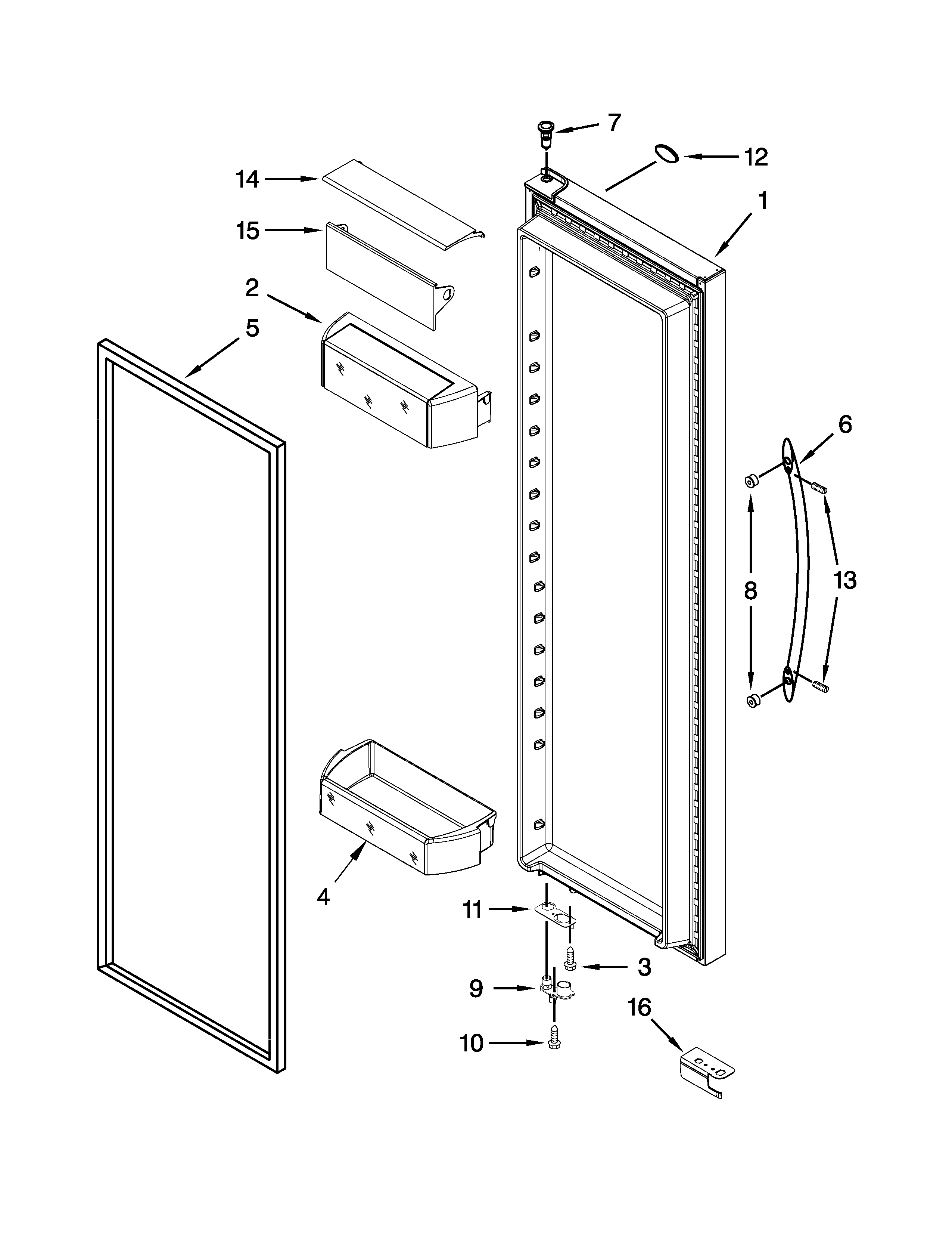 Whirlpool WRS965CIAM01 refrigerator door parts diagram