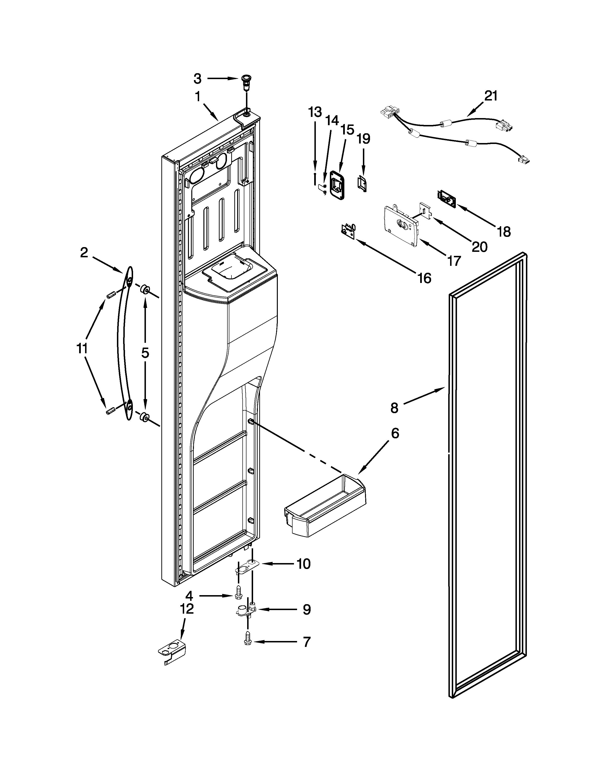 Whirlpool WRS965CIAM01 freezer door parts diagram