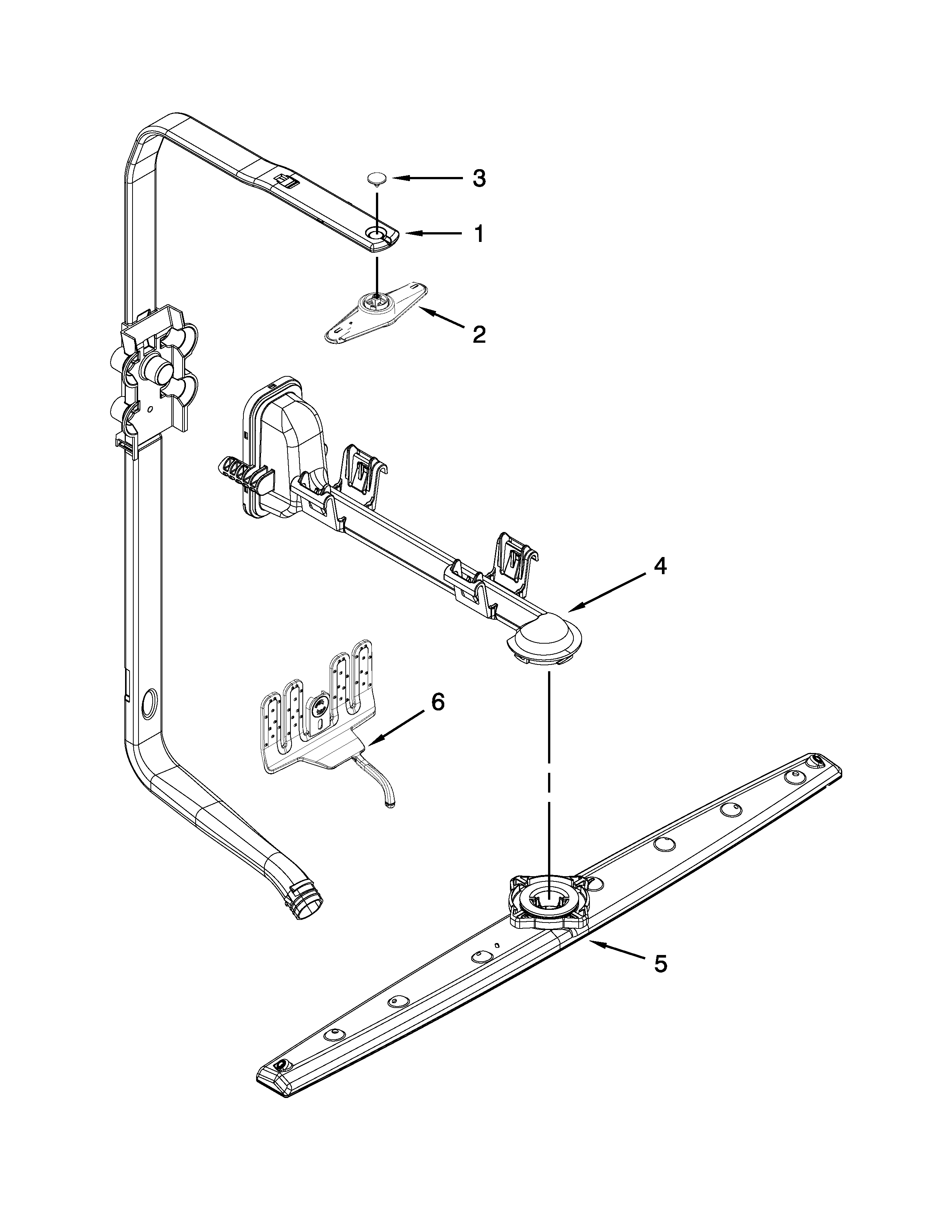 Whirlpool WDF730PAYB7 upper wash and rinse parts diagram