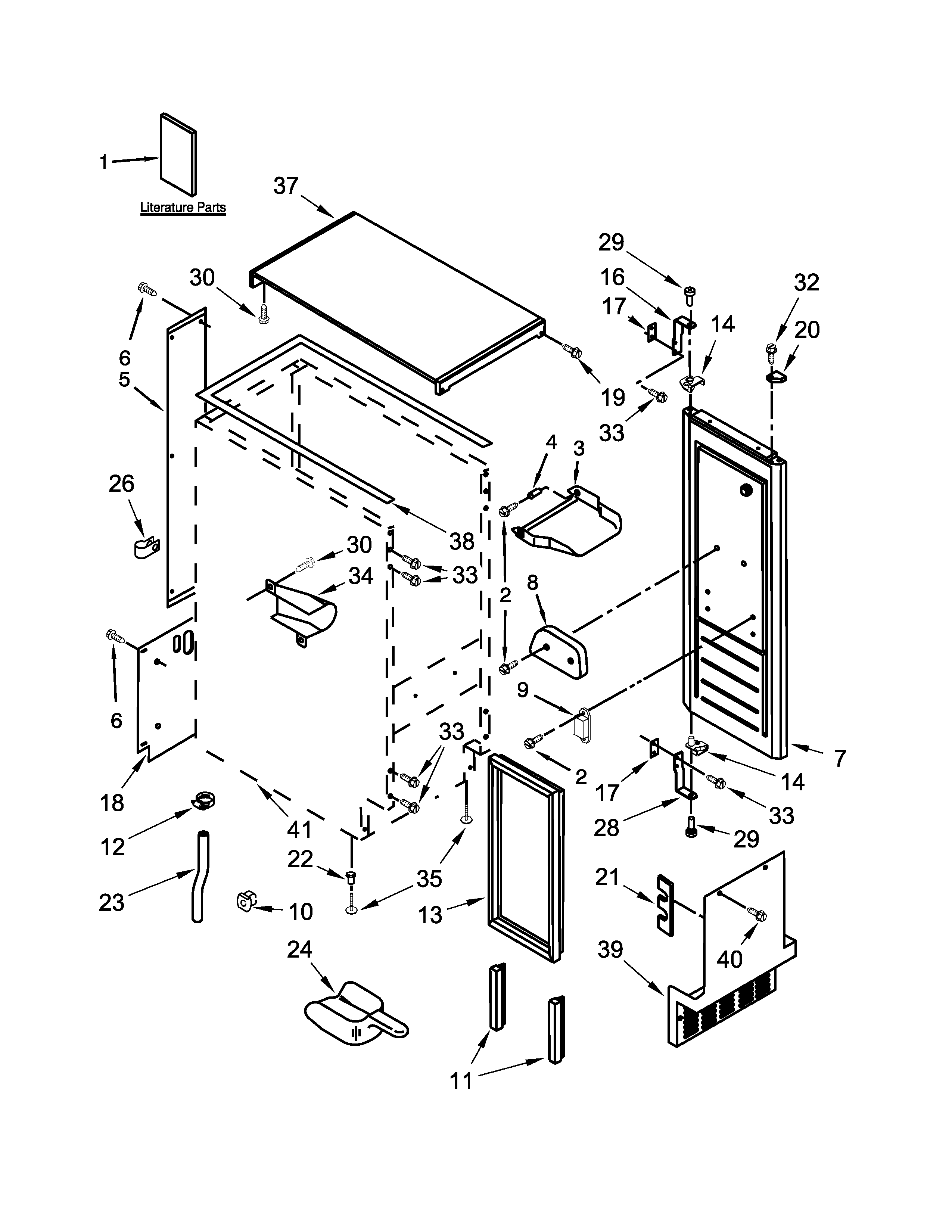 Jenn-Air JIM158XYCX0 cabinet, door and liner parts diagram