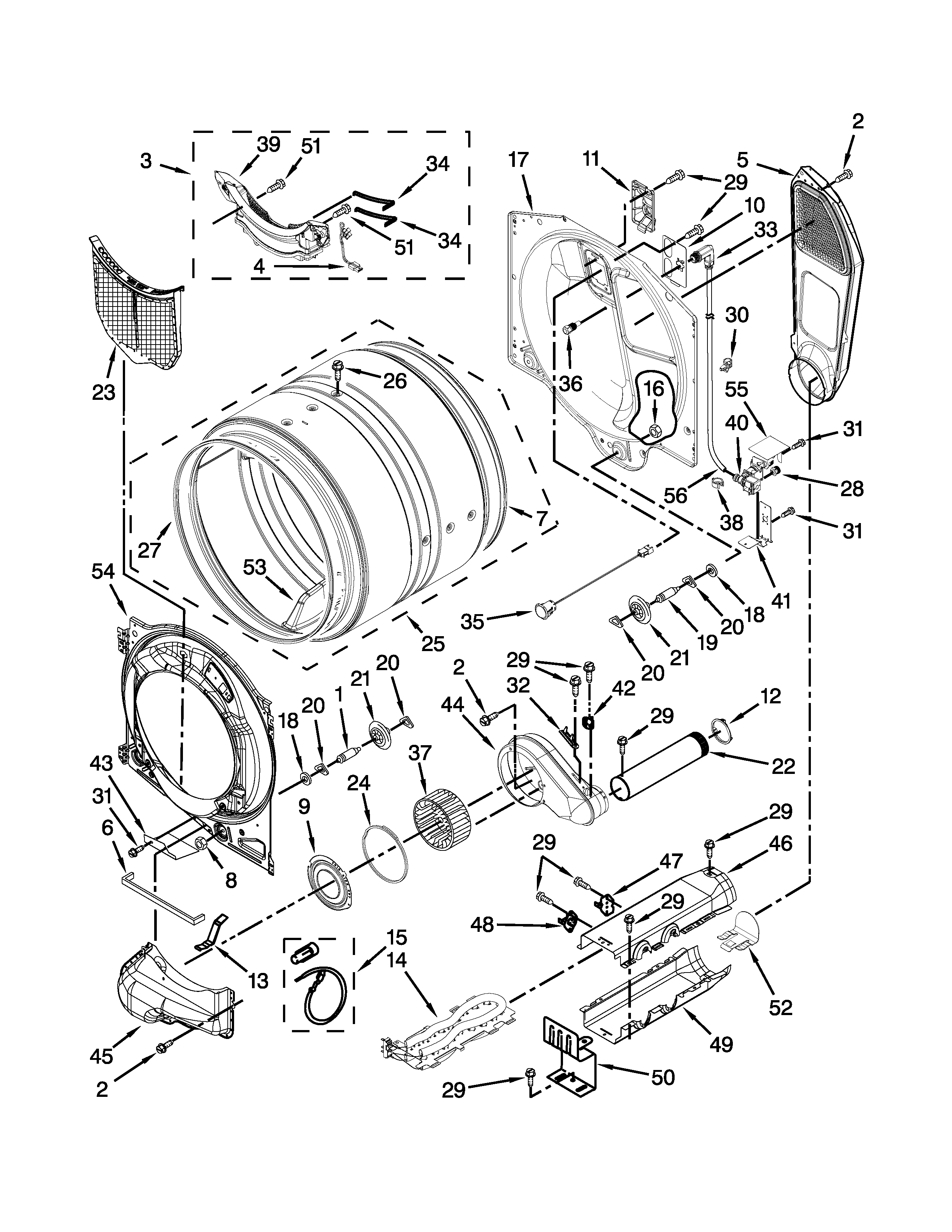 Whirlpool WED94HEXW0 bulkhead parts diagram