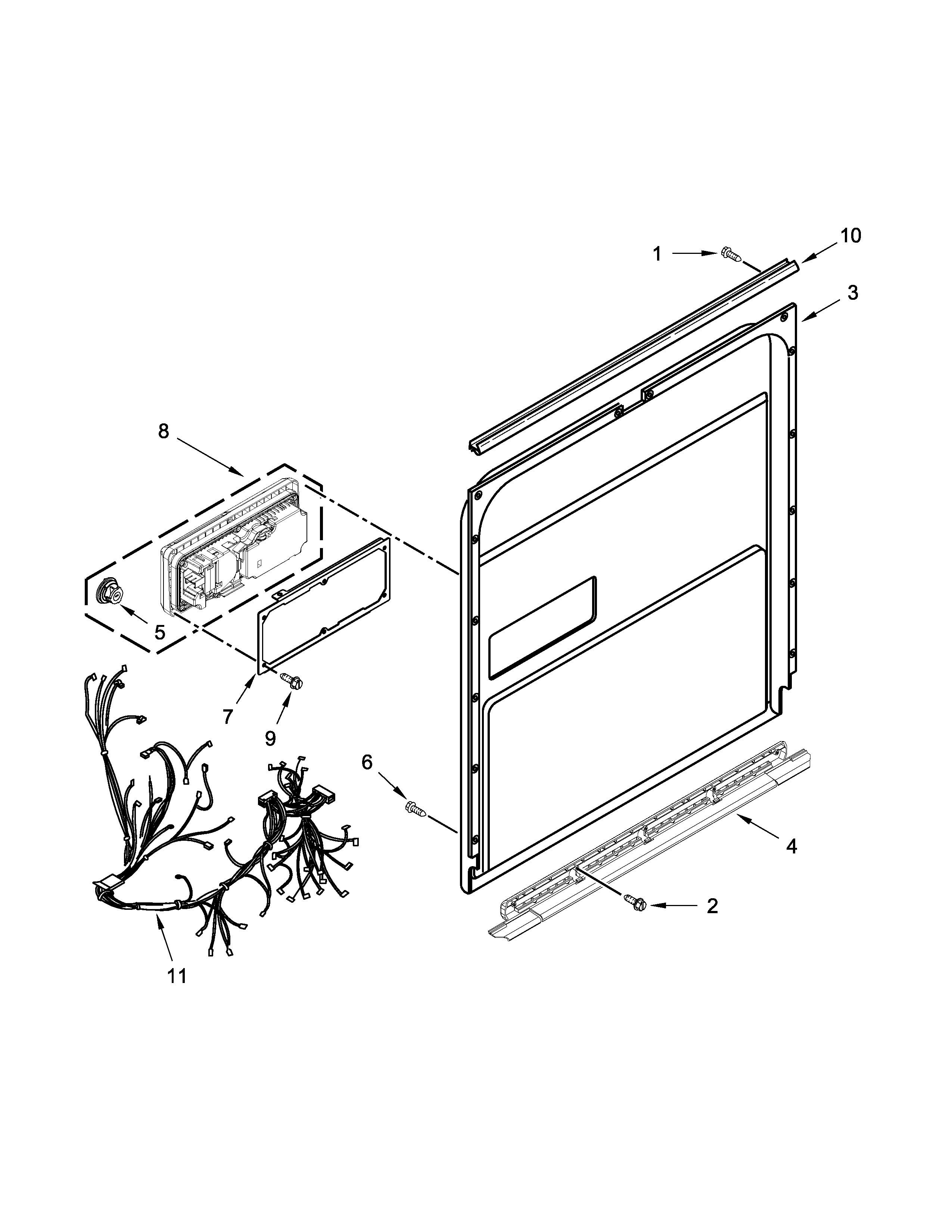 KitchenAid KDFE104DBL0 inner door parts diagram