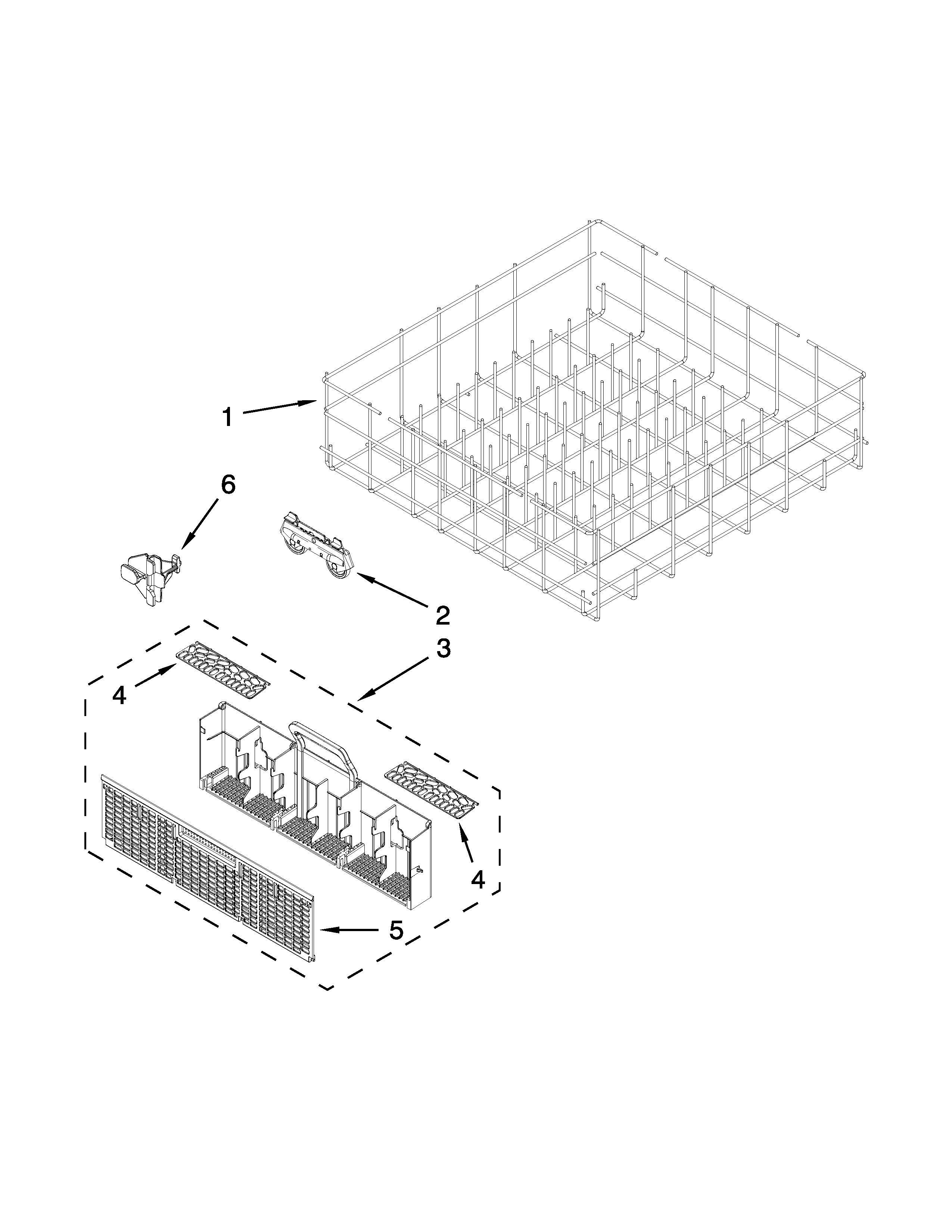 Whirlpool WDF530PSYW7 lower rack parts diagram