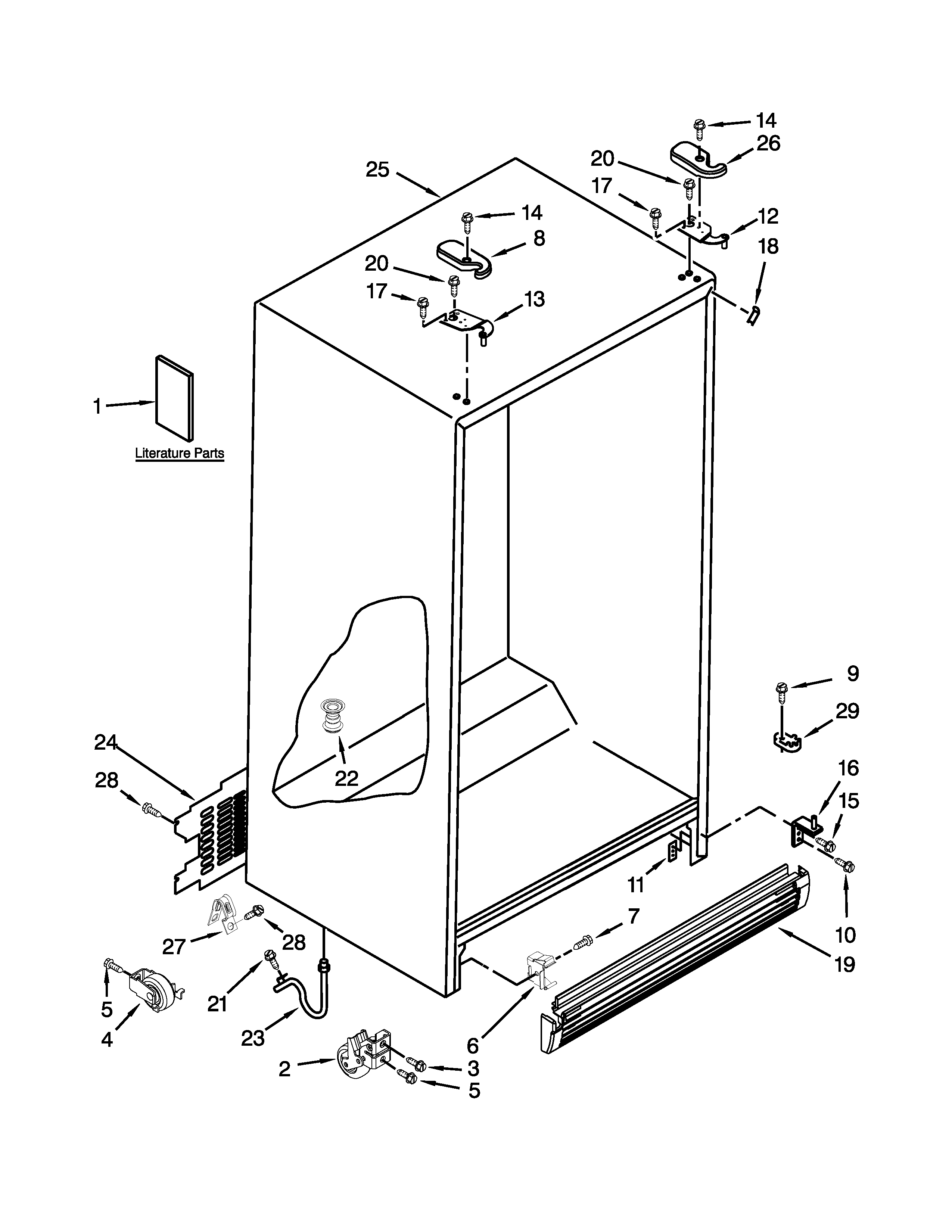 Whirlpool 5ED5FHKXVQ00 cabinet parts diagram
