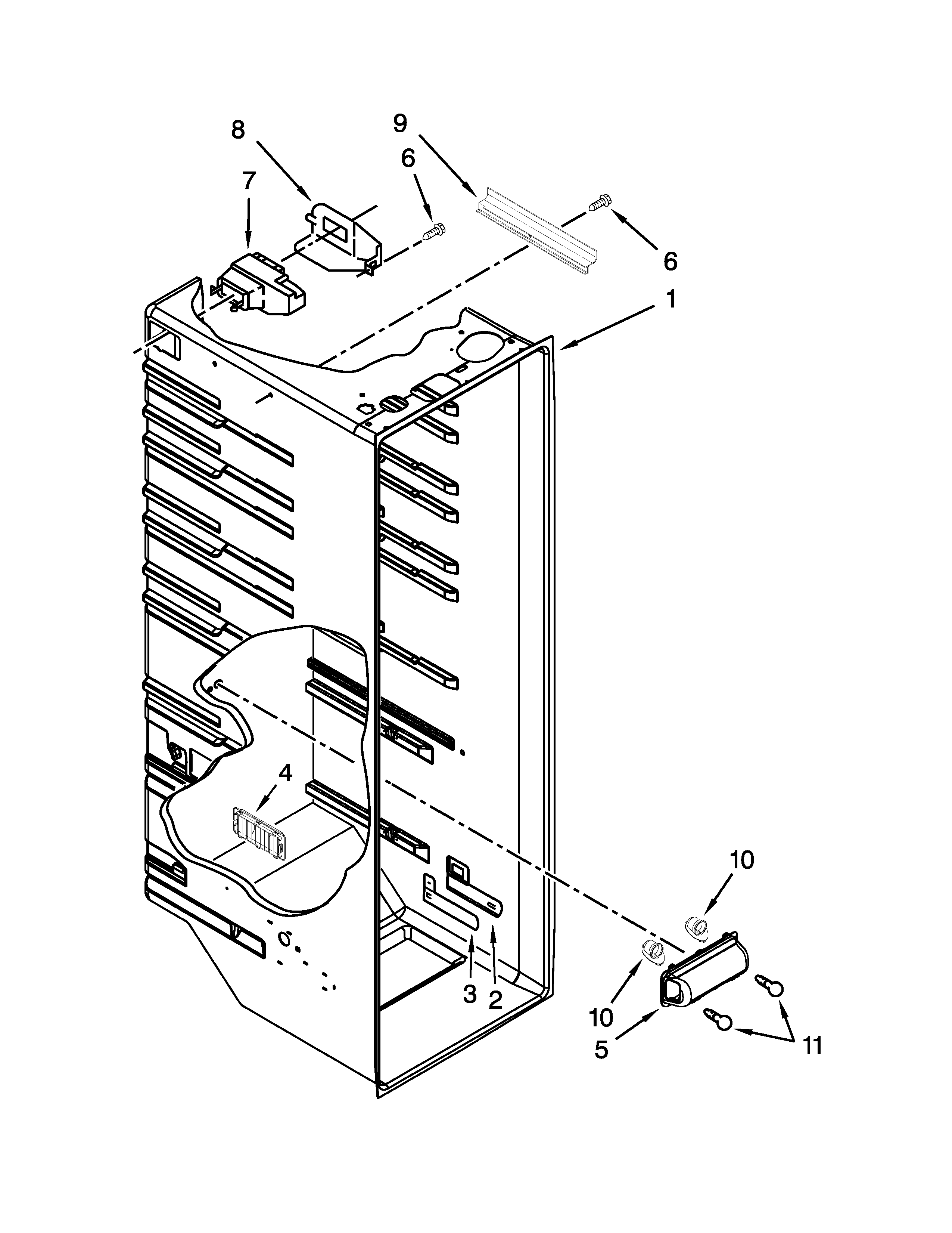 Whirlpool 5ED5FHKXVQ00 refrigerator liner parts diagram