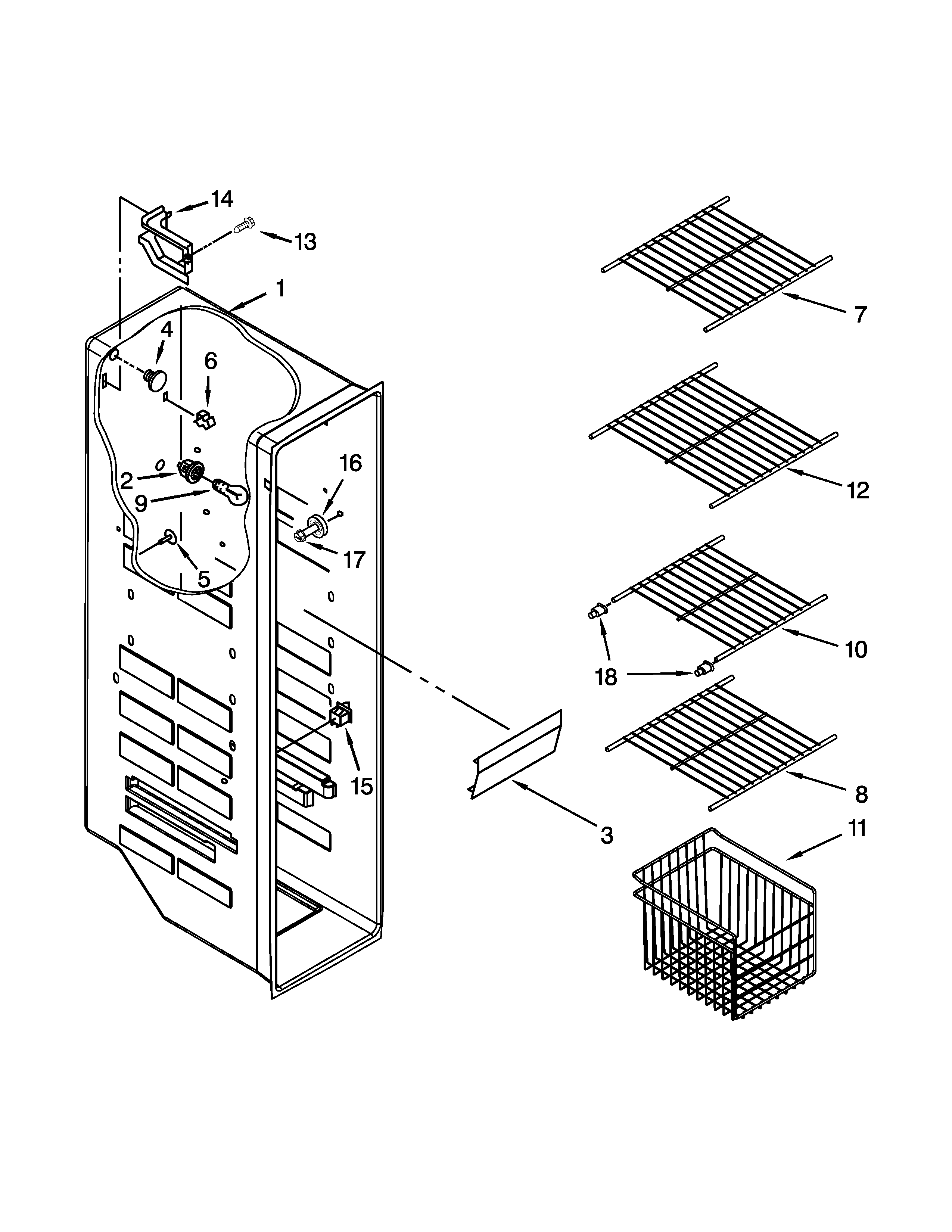 Whirlpool 5ED5FHKXVQ00 freezer liner parts diagram