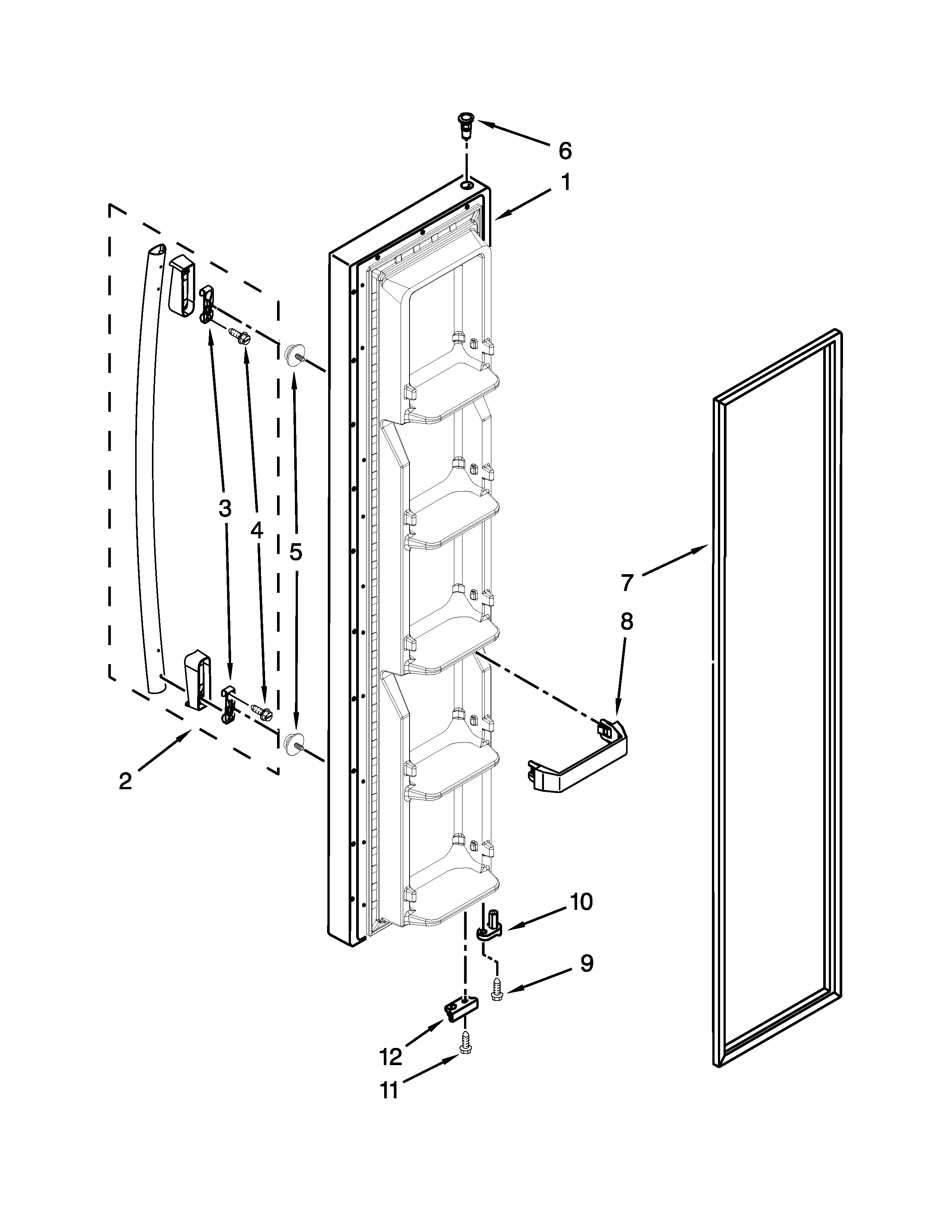 Whirlpool 5ED5FHKXVQ00 freezer door parts diagram