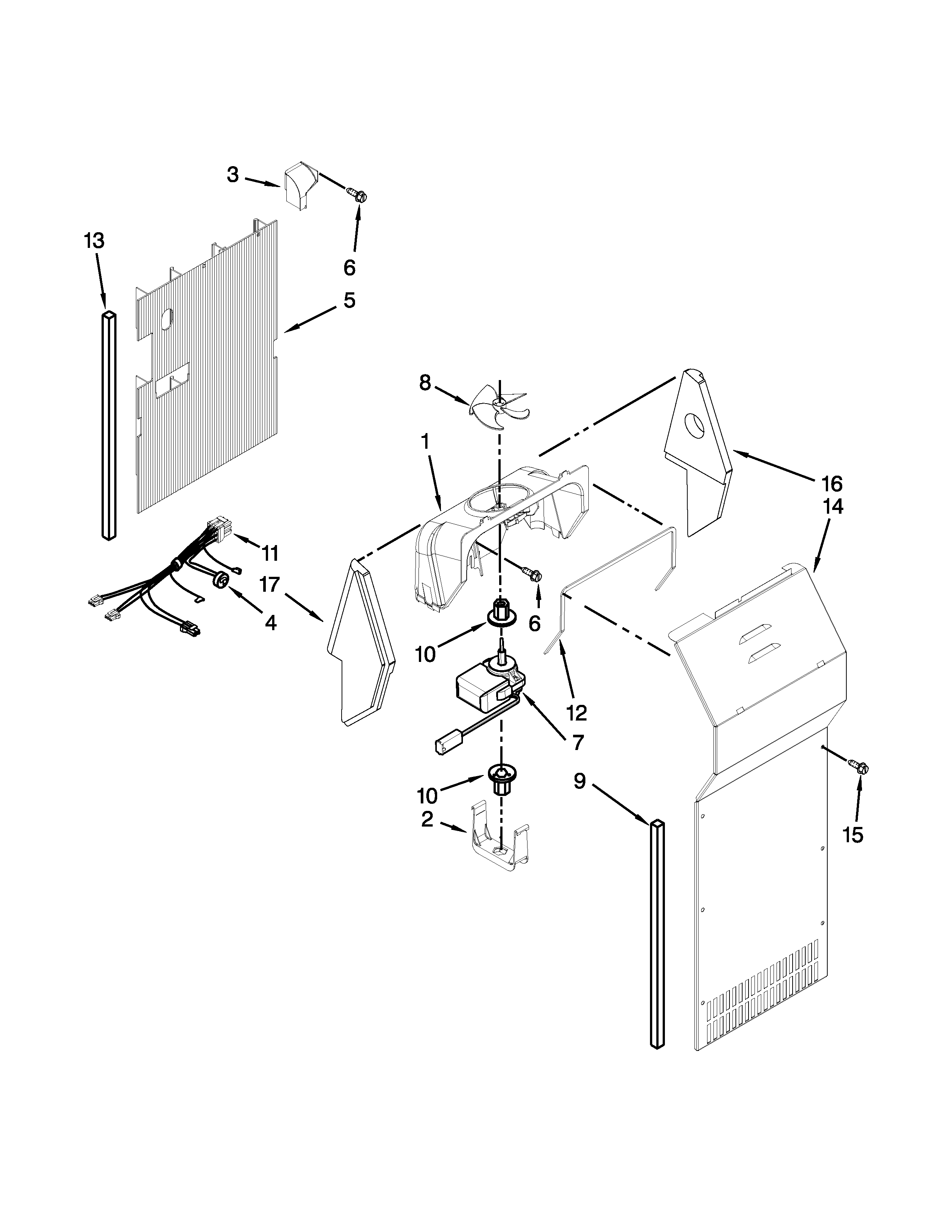Whirlpool 5ED5FHKXVQ00 air flow parts diagram
