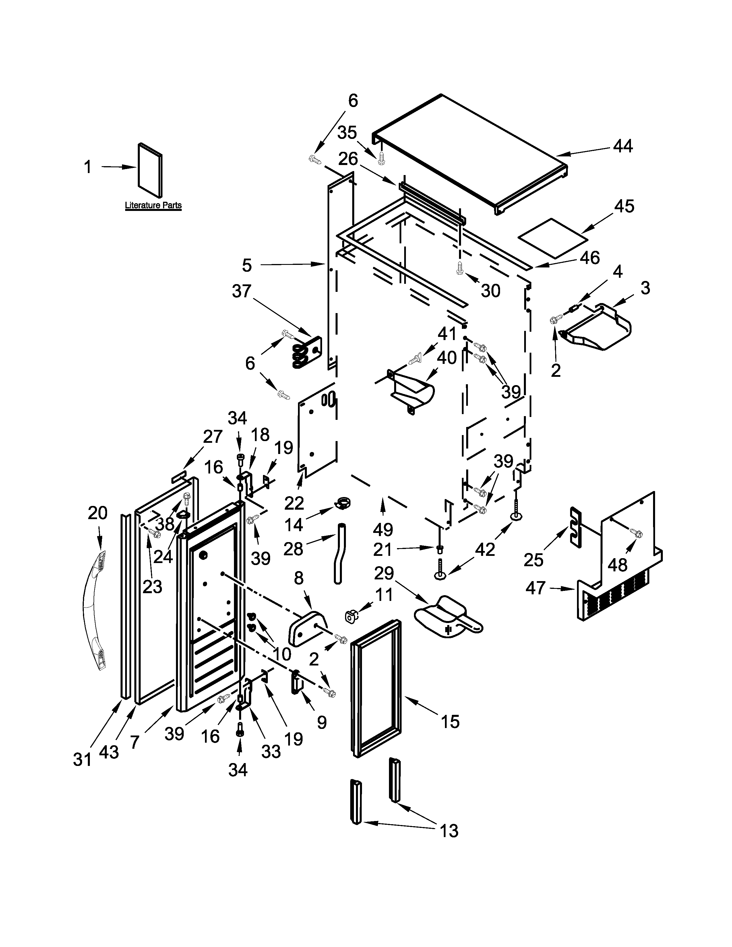 Whirlpool GI15NFLXS0 cabinet, door and liner parts diagram