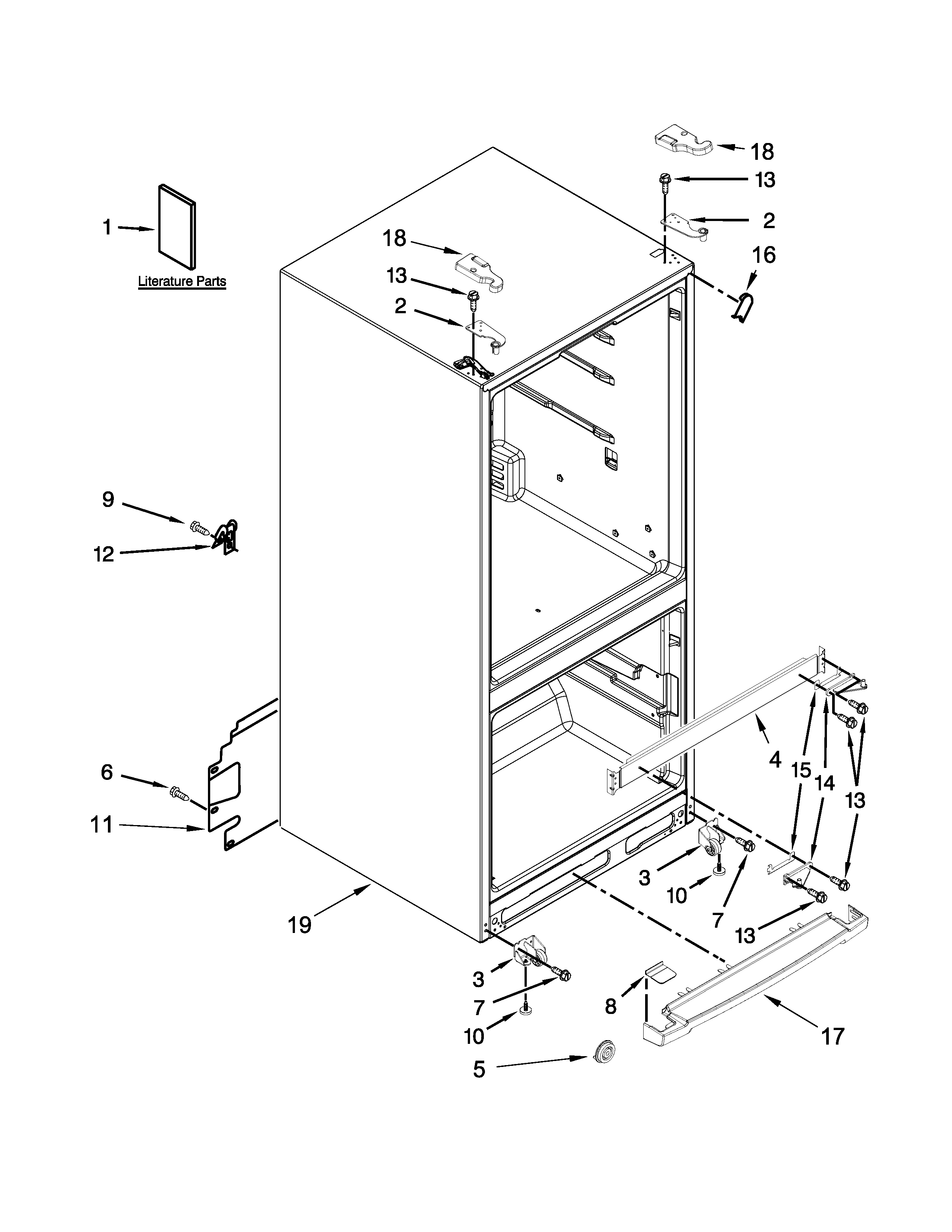 Whirlpool WRF560SFYW01 cabinet parts diagram