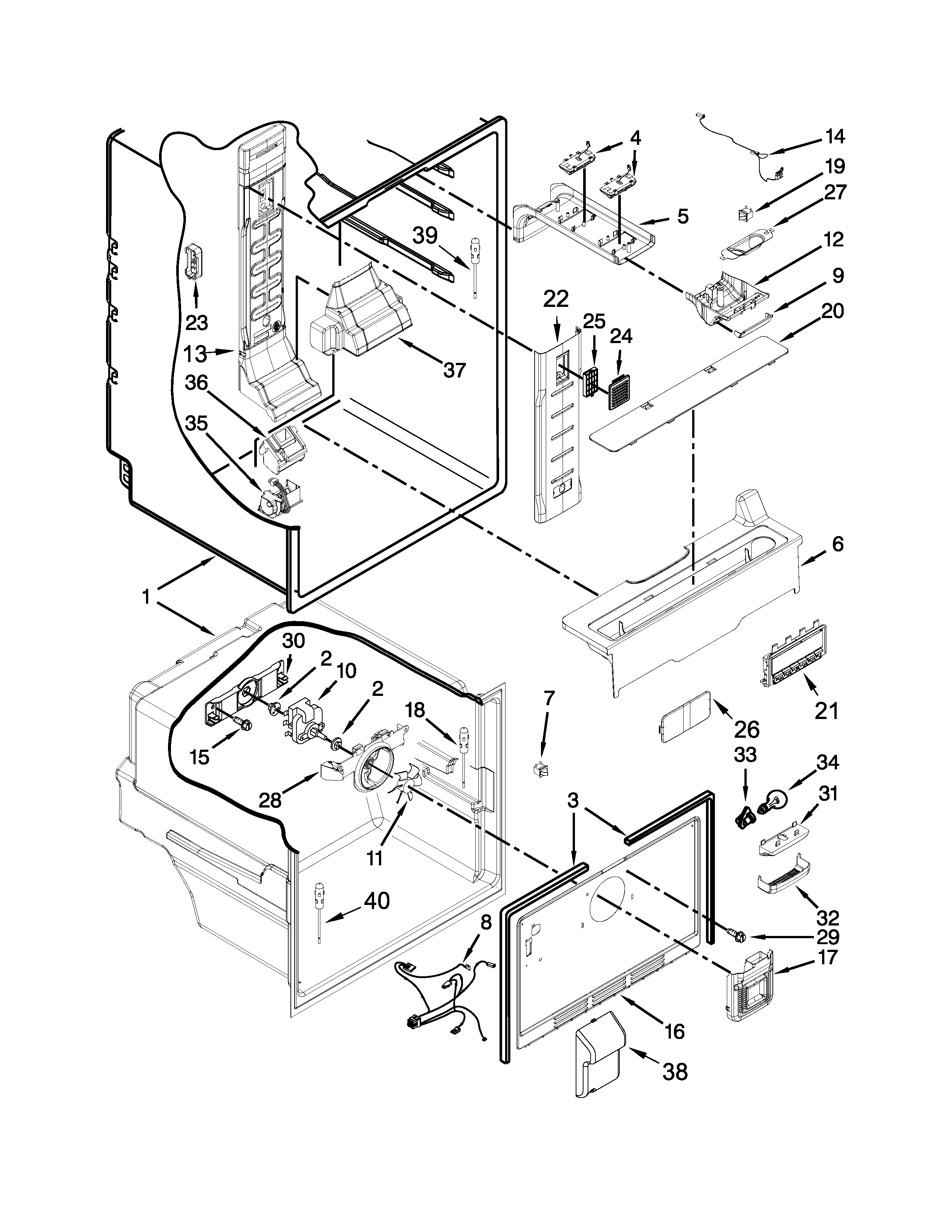 Whirlpool WRF560SFYW01 liner parts diagram