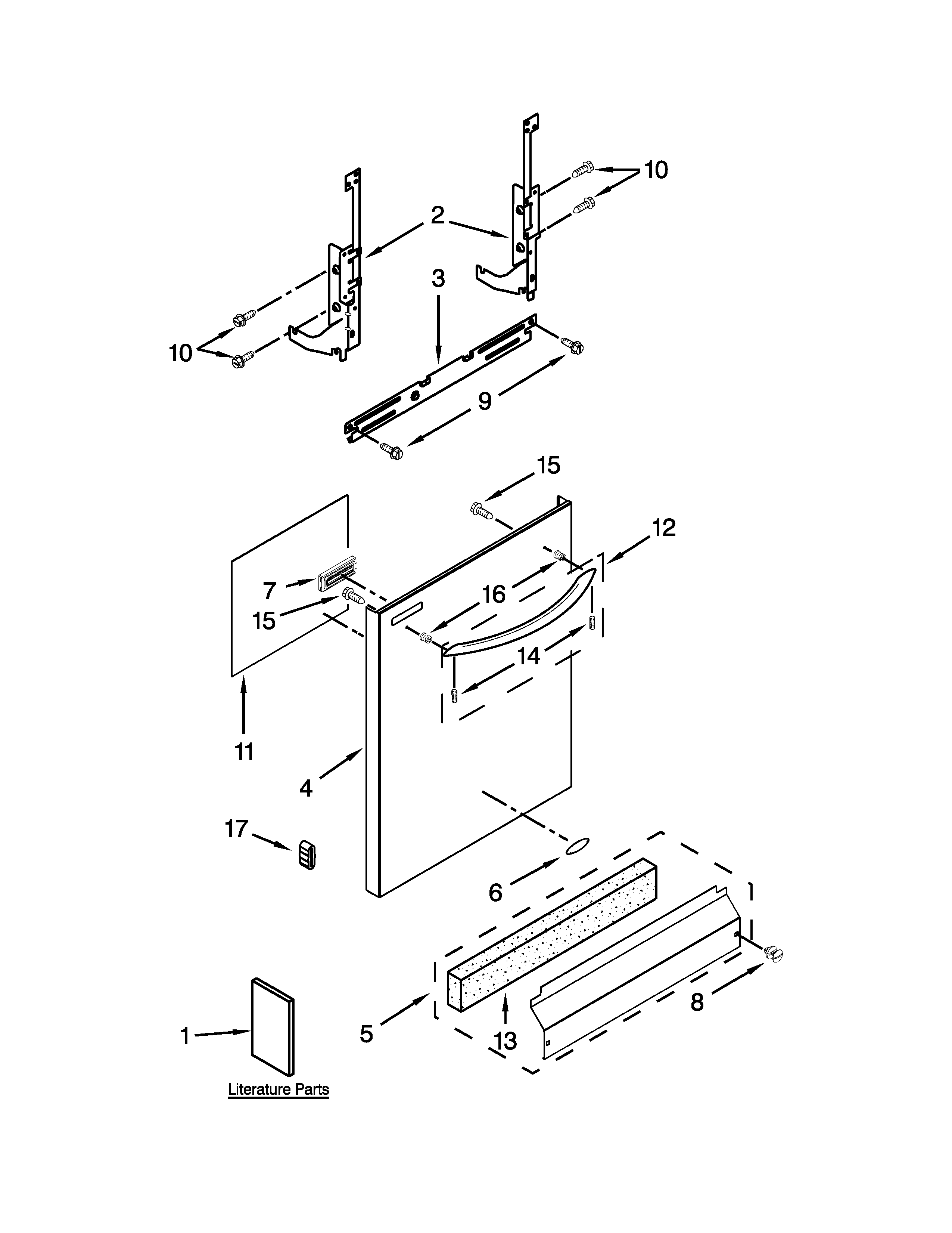 Whirlpool WDT710PAYM6 door and panel parts diagram
