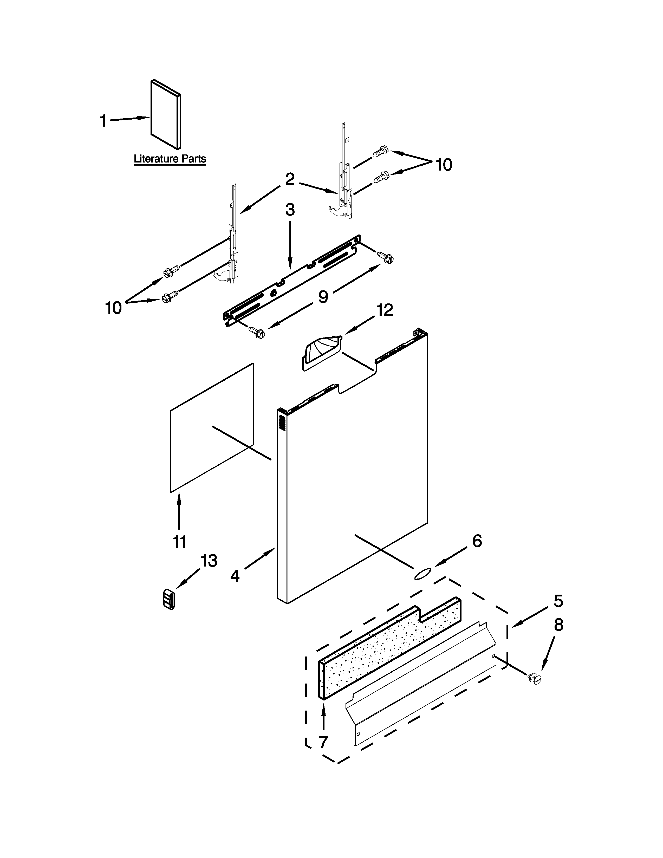 Whirlpool WDF530PLYM7 door and panel parts diagram