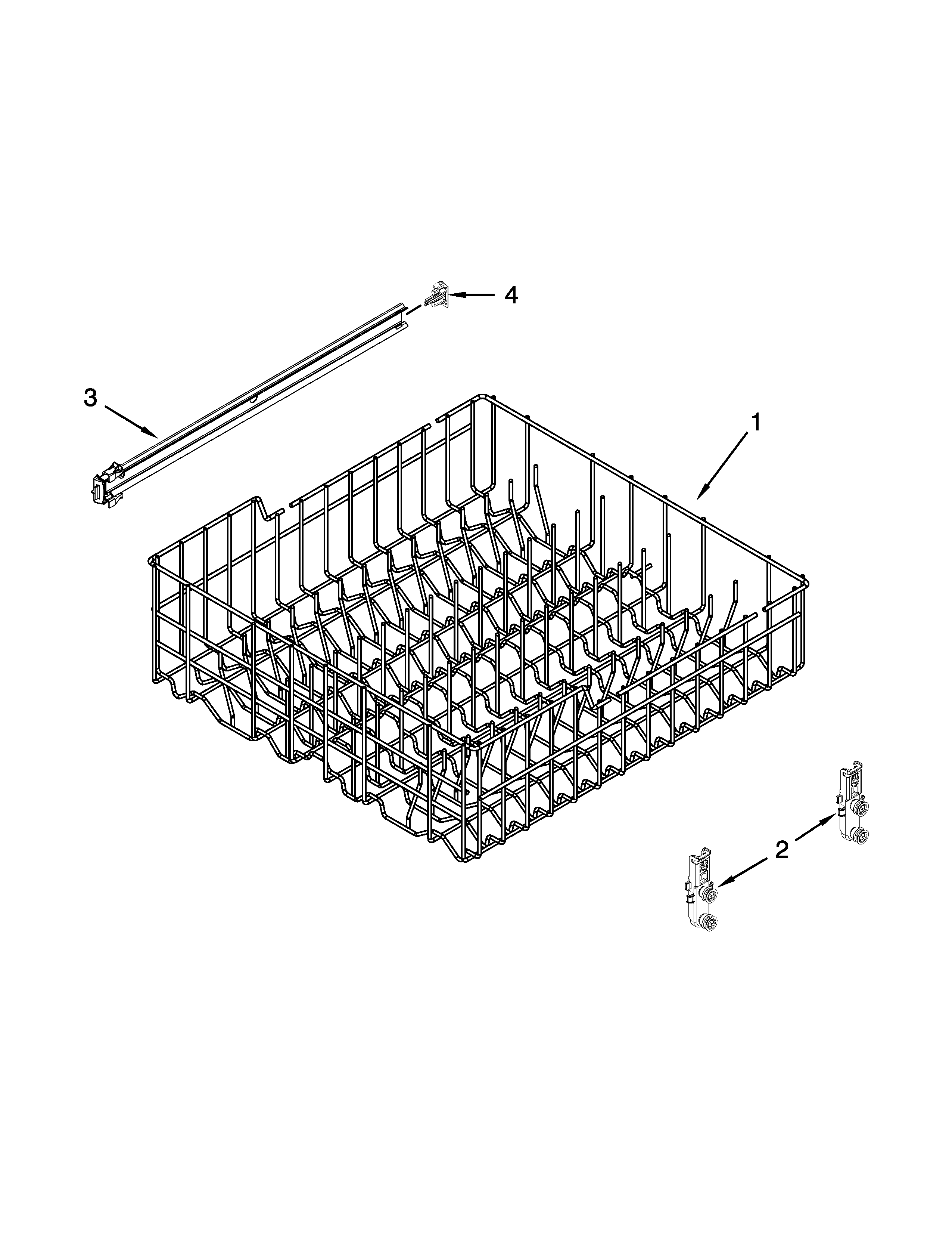 Whirlpool WDF530PLYM7 upper rack and track parts diagram